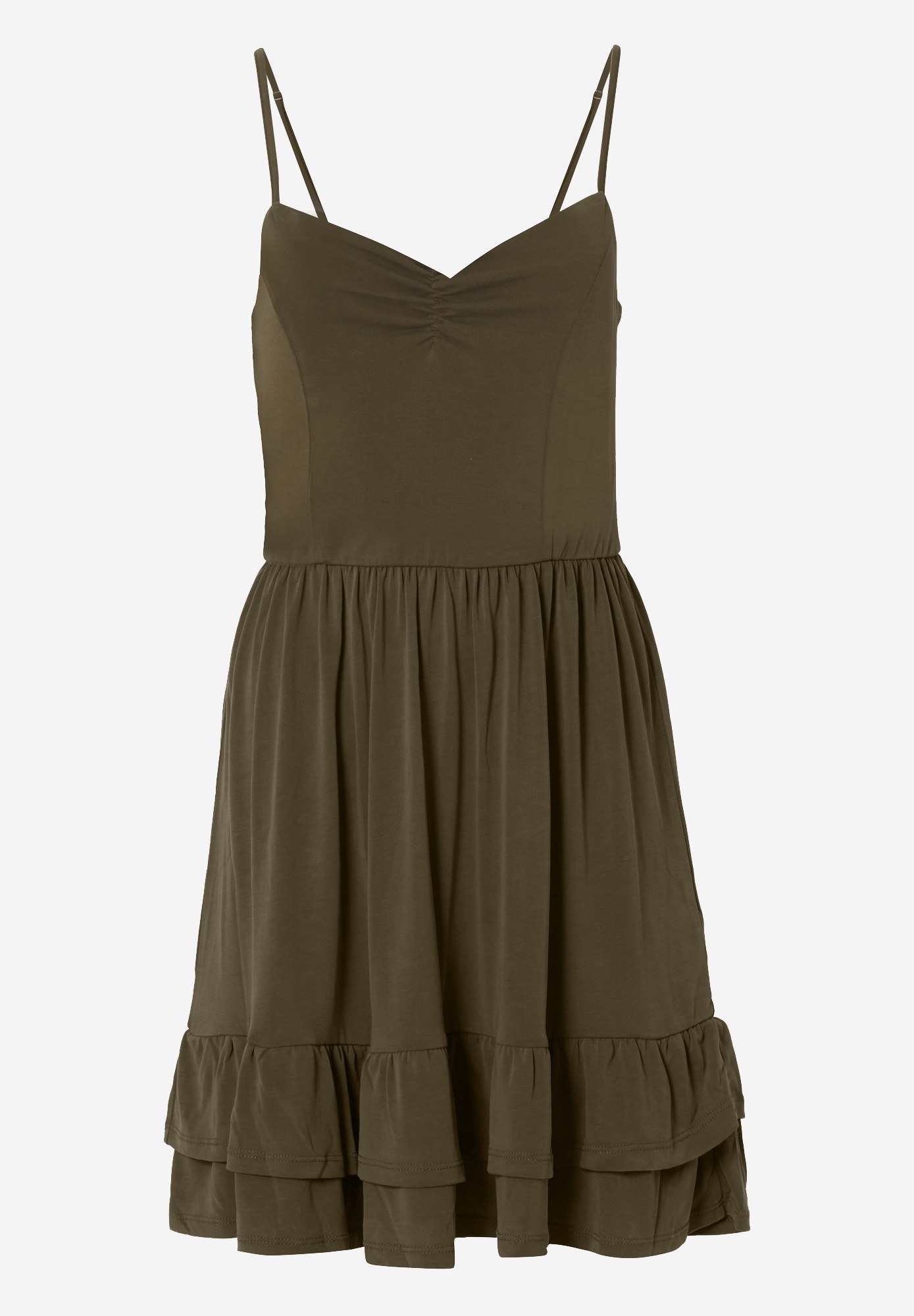 Μίνι φόρεμα με τιράντες και βολάν φωτογραφία