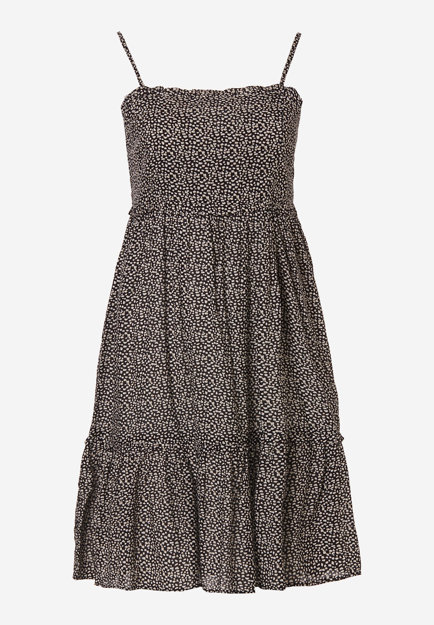 Εμπριμέ μίνι φόρεμα με τιράντες φωτογραφία