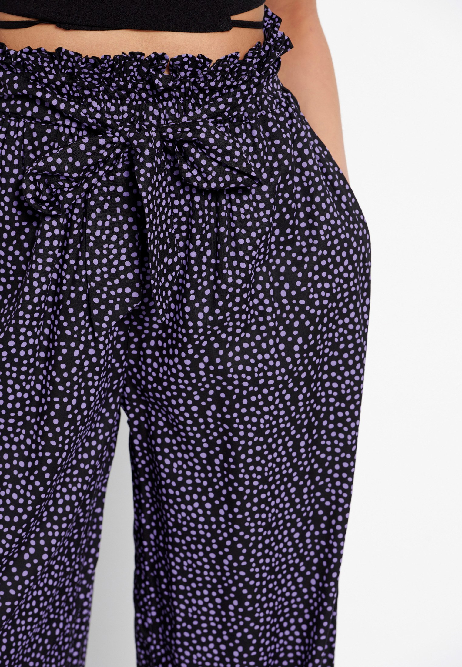 Wide leg εμπριμέ παντελόνα με ελαστική μέση