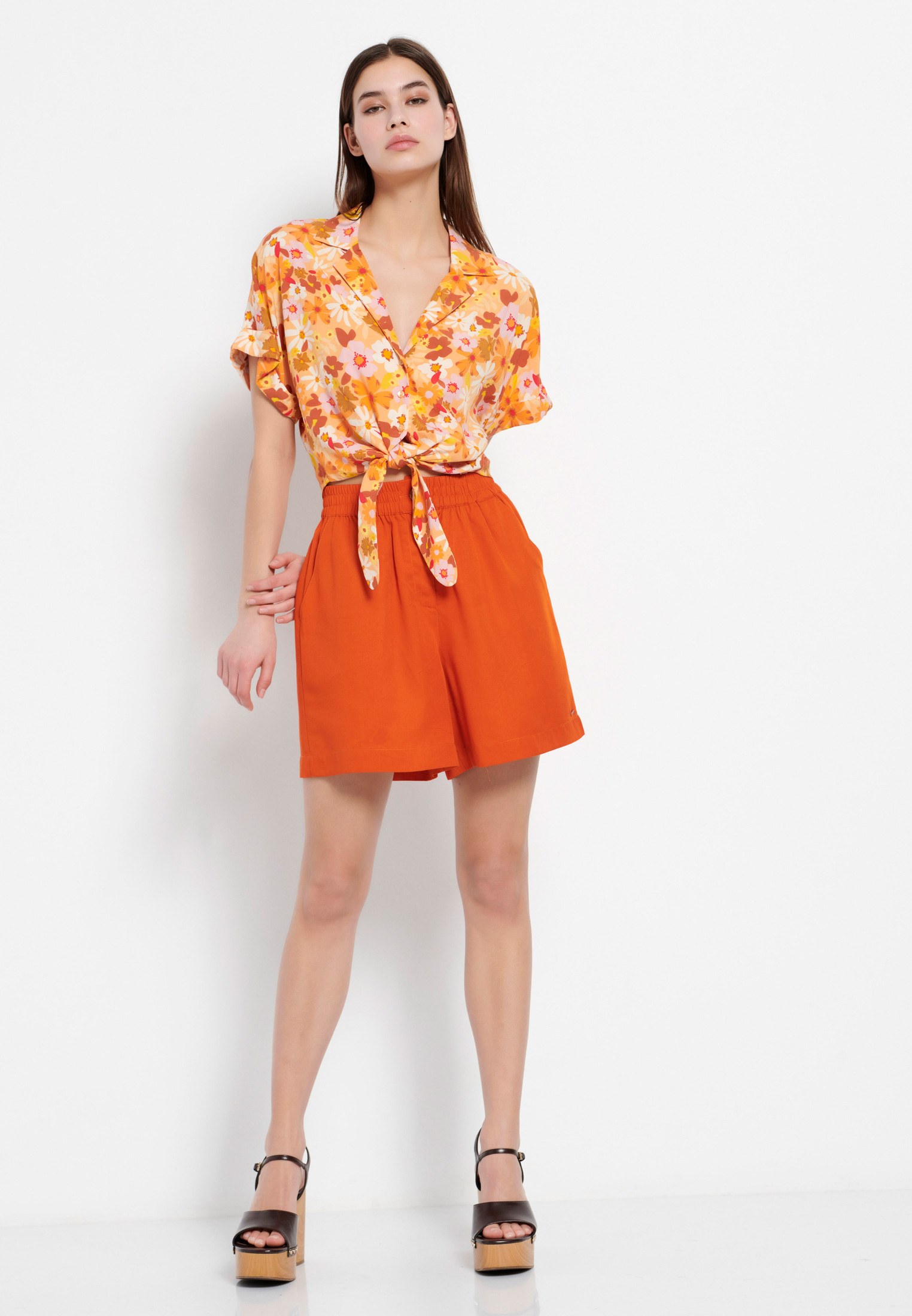 Women's Shorts Funky Buddha Orange