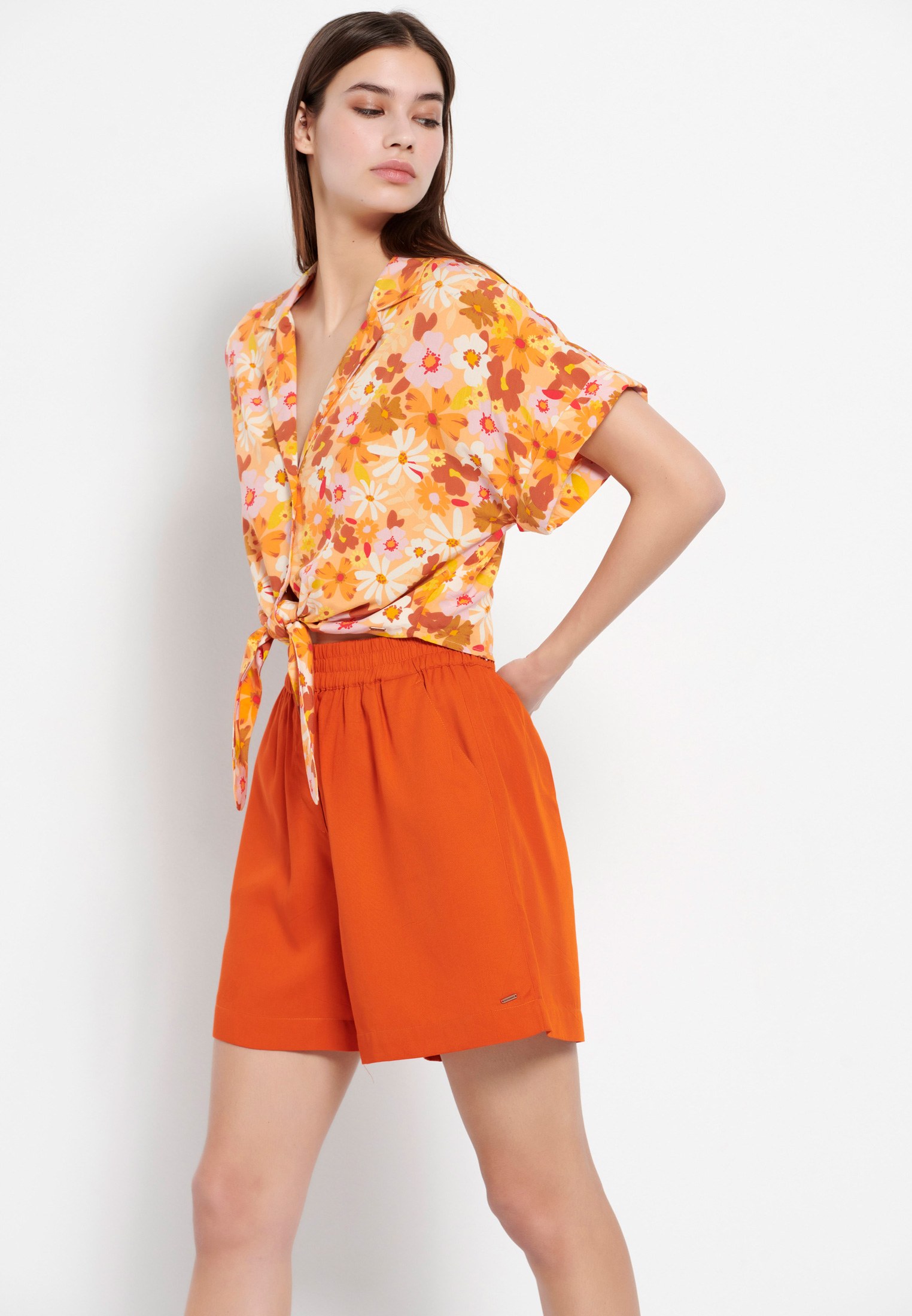 Women's Shorts Funky Buddha Orange