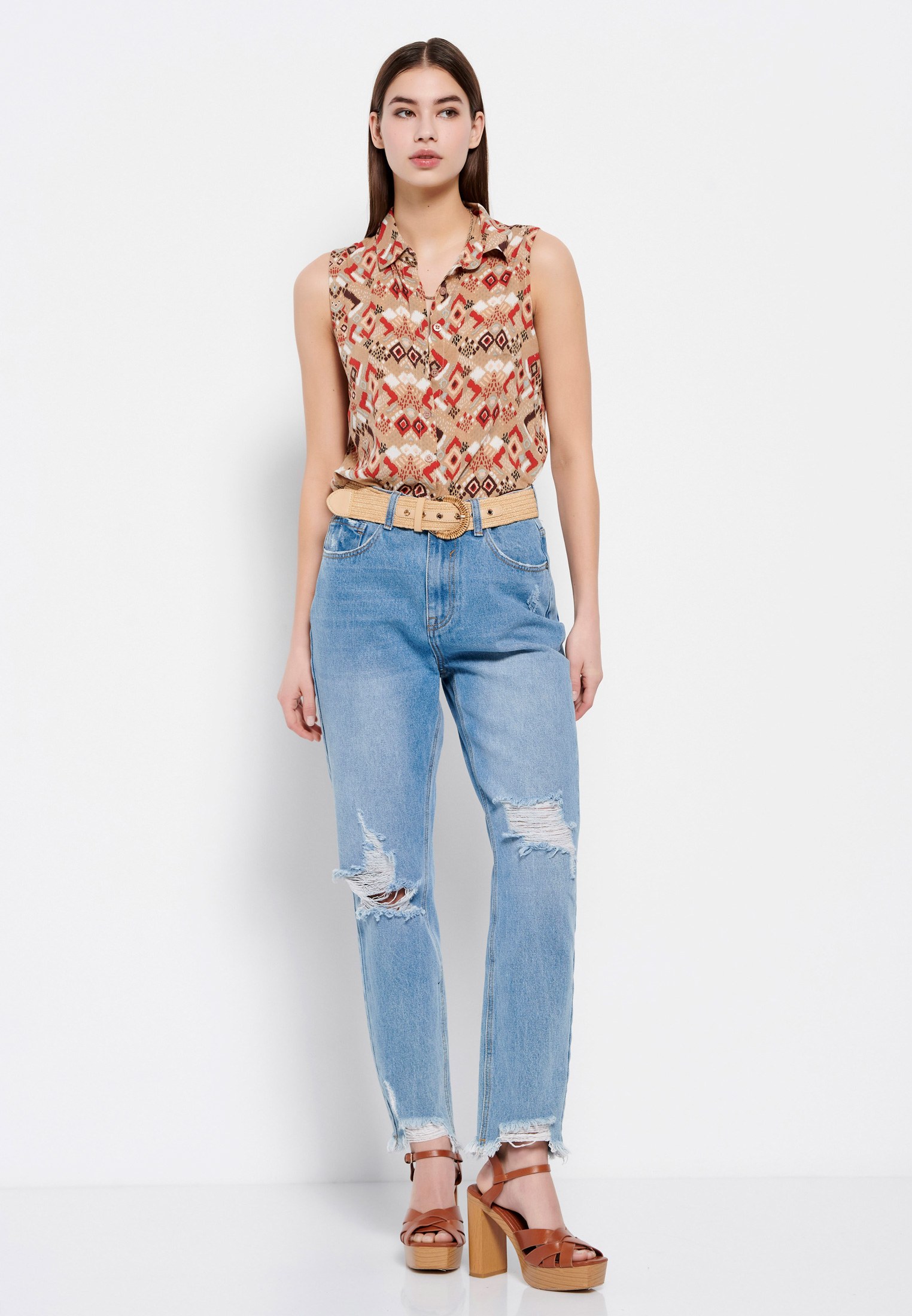 Moms fit τζιν παντελόνι με φθορές