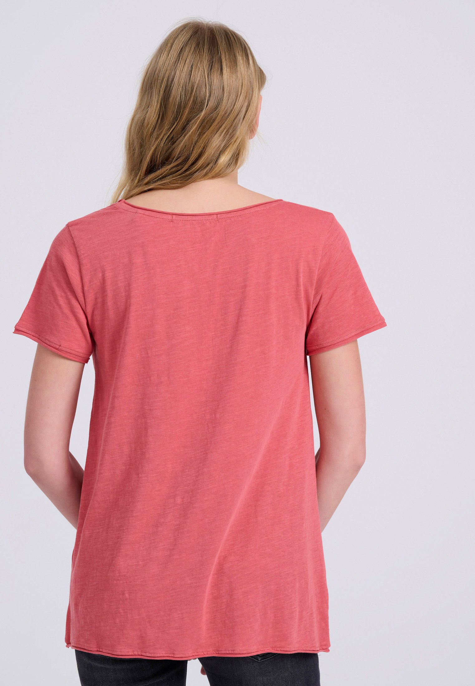 Γυναικείο V-neck μονόχρωμο t-shirt - The essentials φωτογραφία