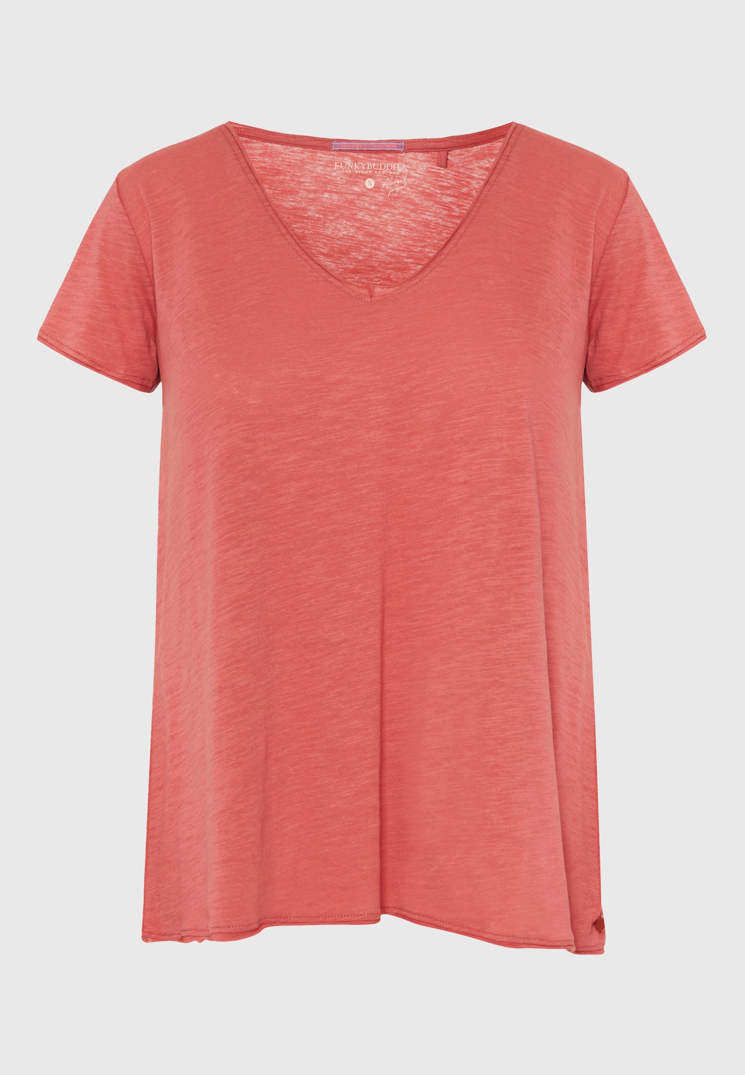 Γυναικείο V-neck μονόχρωμο t-shirt - The essentials φωτογραφία