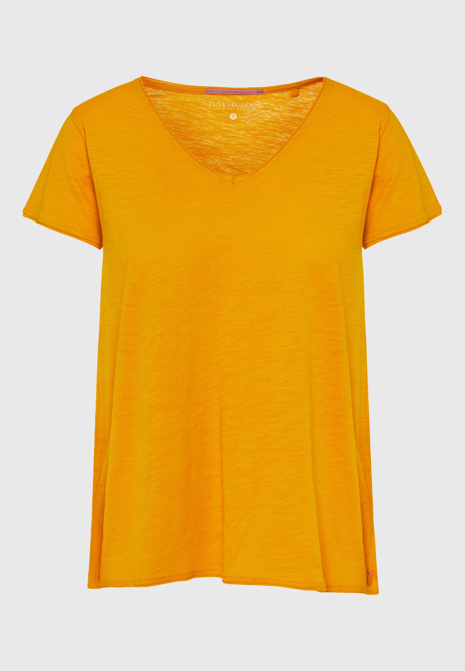 Γυναικείο V-neck μονόχρωμο t-shirt - The essentials φωτογραφία