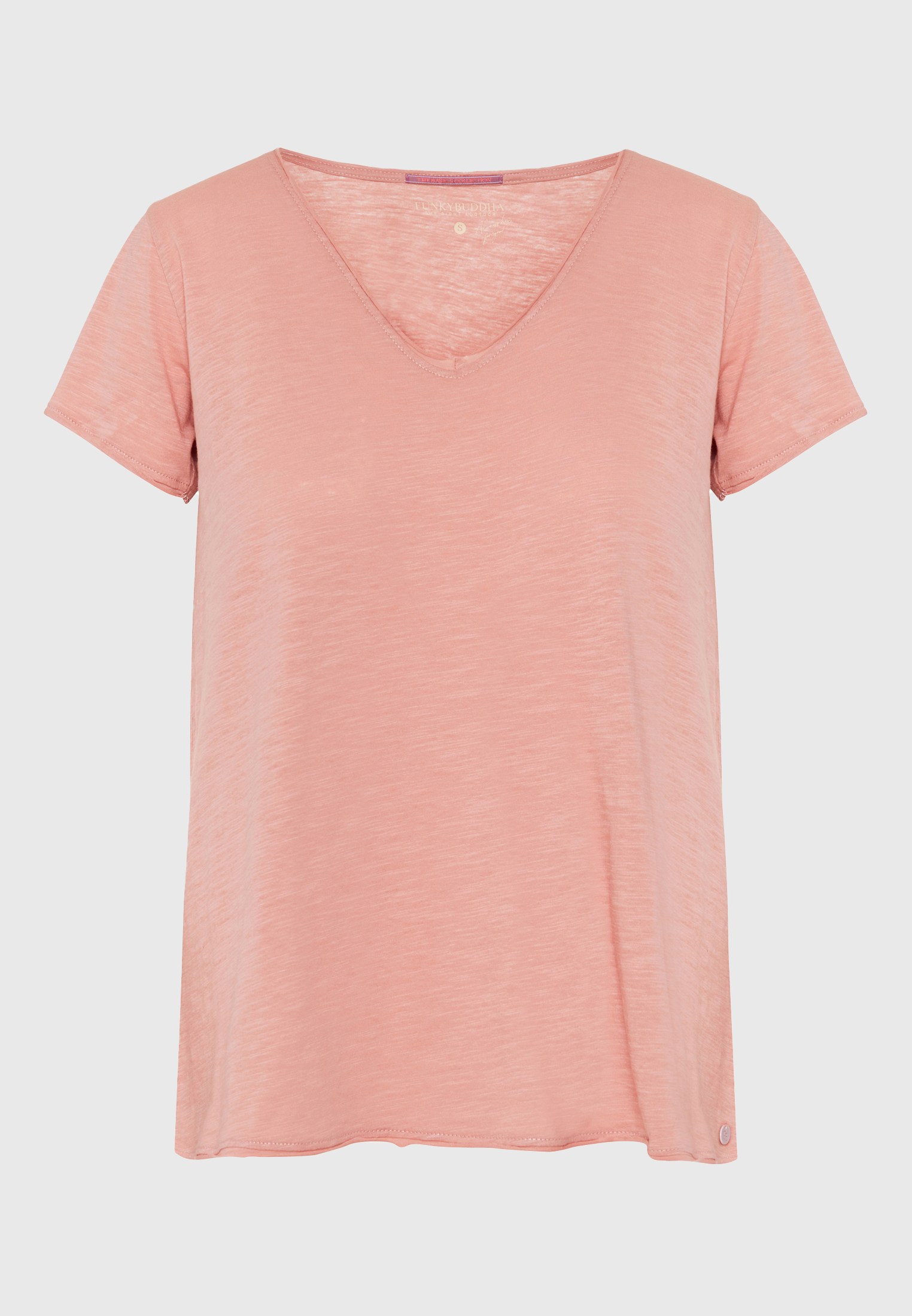 Γυναικείο V-neck μονόχρωμο t-shirt - The essentials φωτογραφία