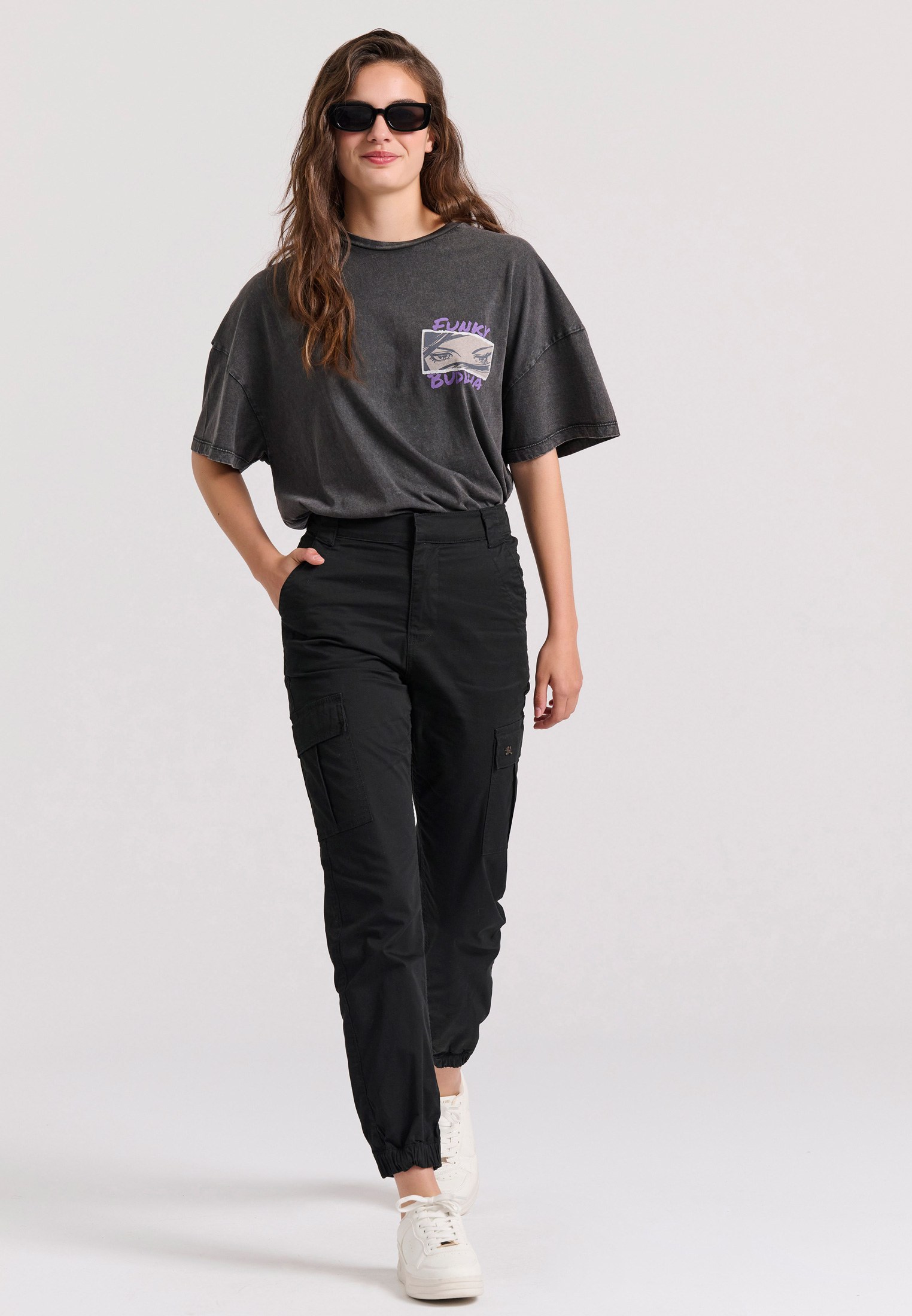 Women's Cargo Pants Funky Buddha Black