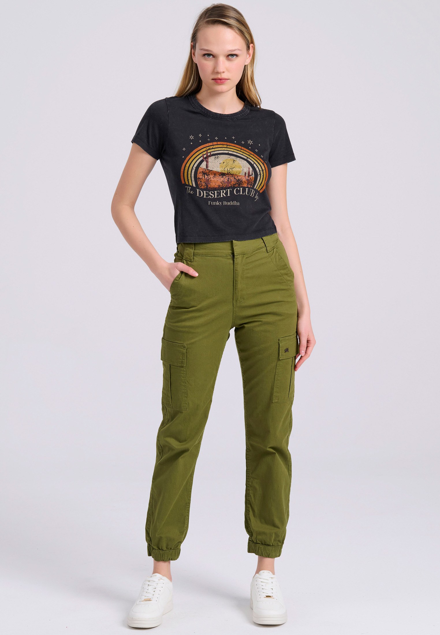 Women's Cargo Pants Funky Buddha Olive