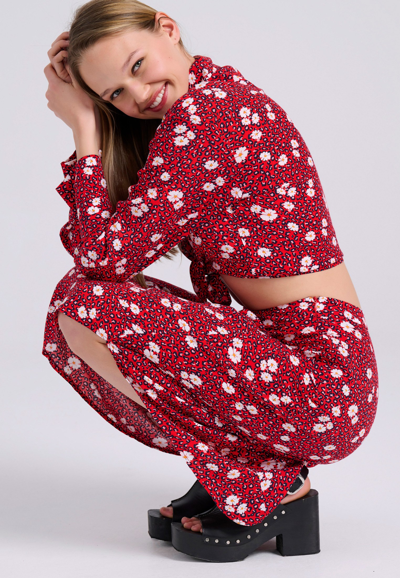 Women's Midi Skirts Funky Buddha Red