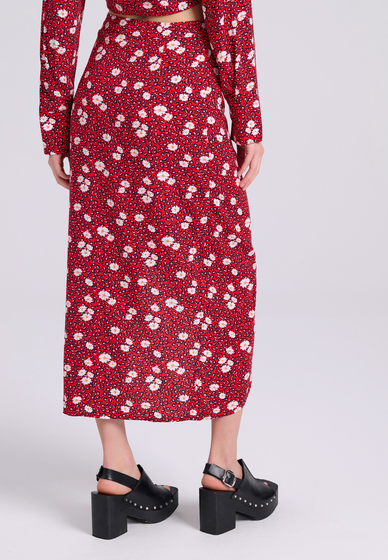 Women's Midi Skirts Funky Buddha Red