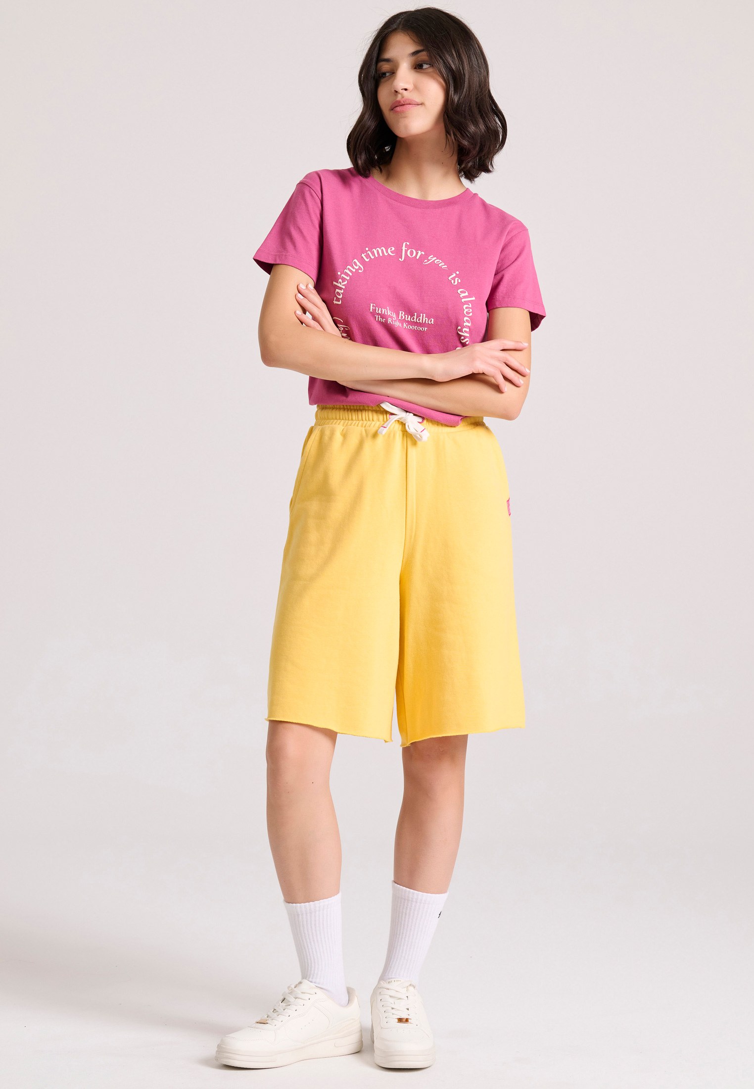 Women's Shorts Funky Buddha Yellow