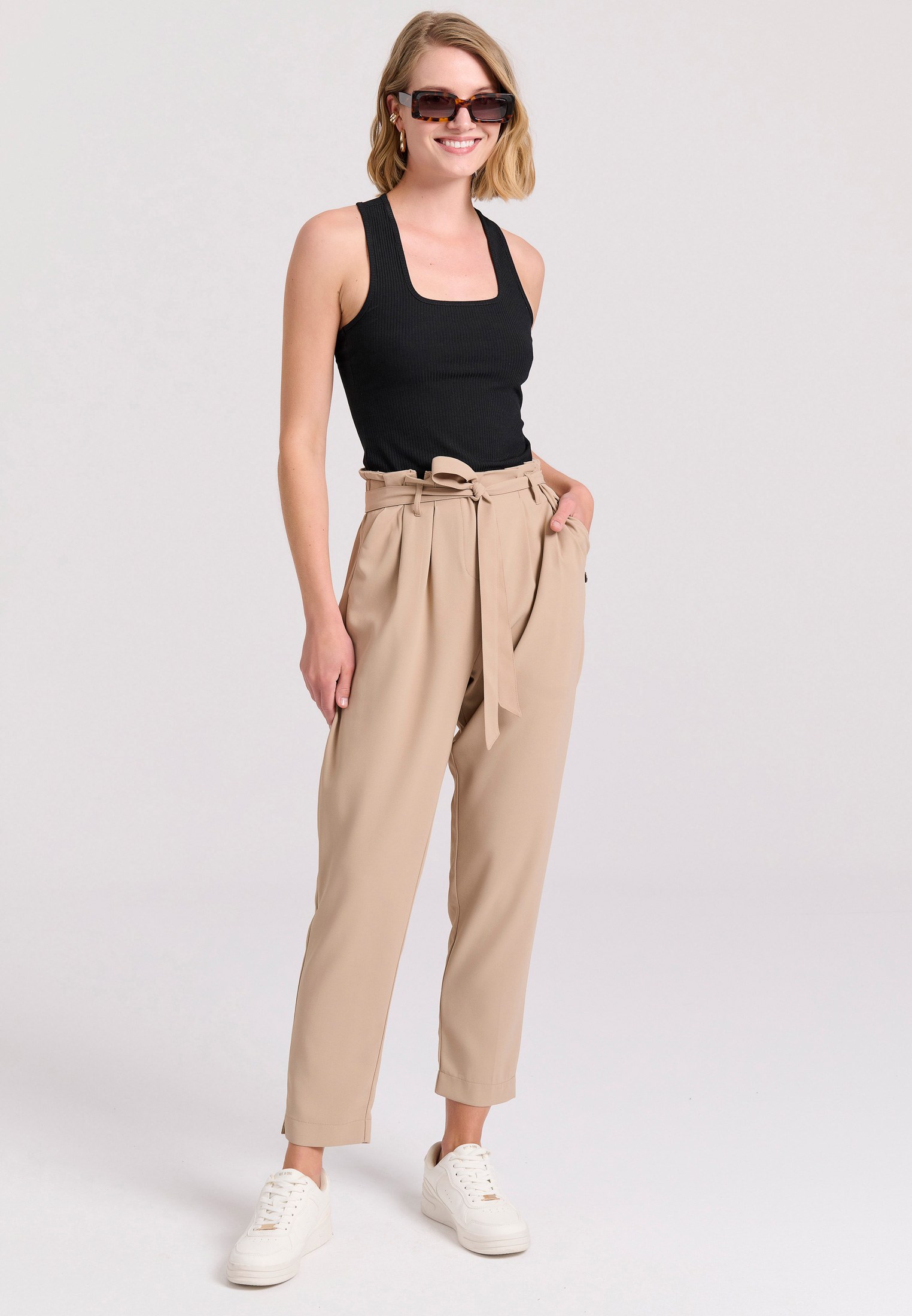 Women's Trousers Funky Buddha Beige