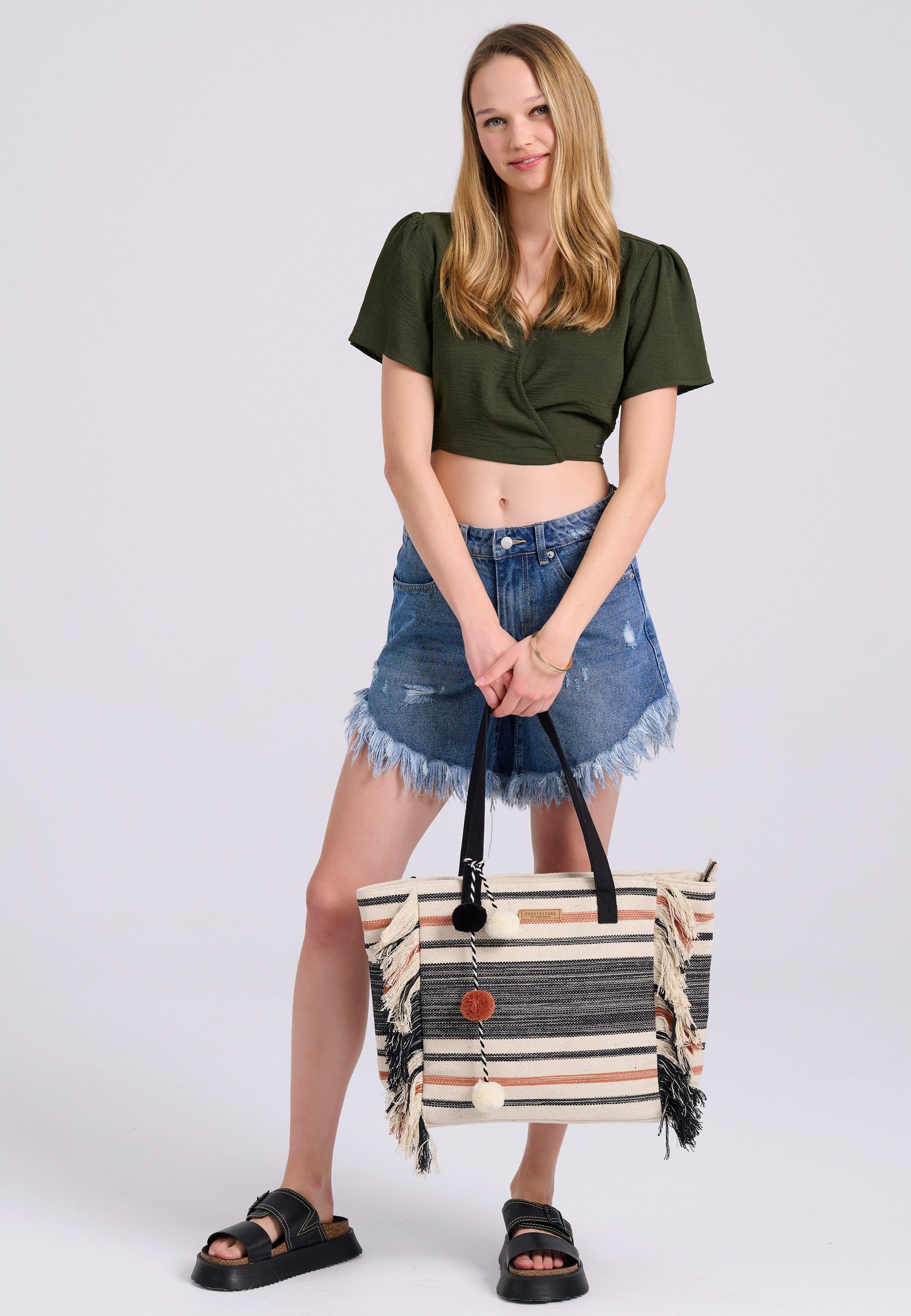 Women's Blouses Funky Buddha Khaki