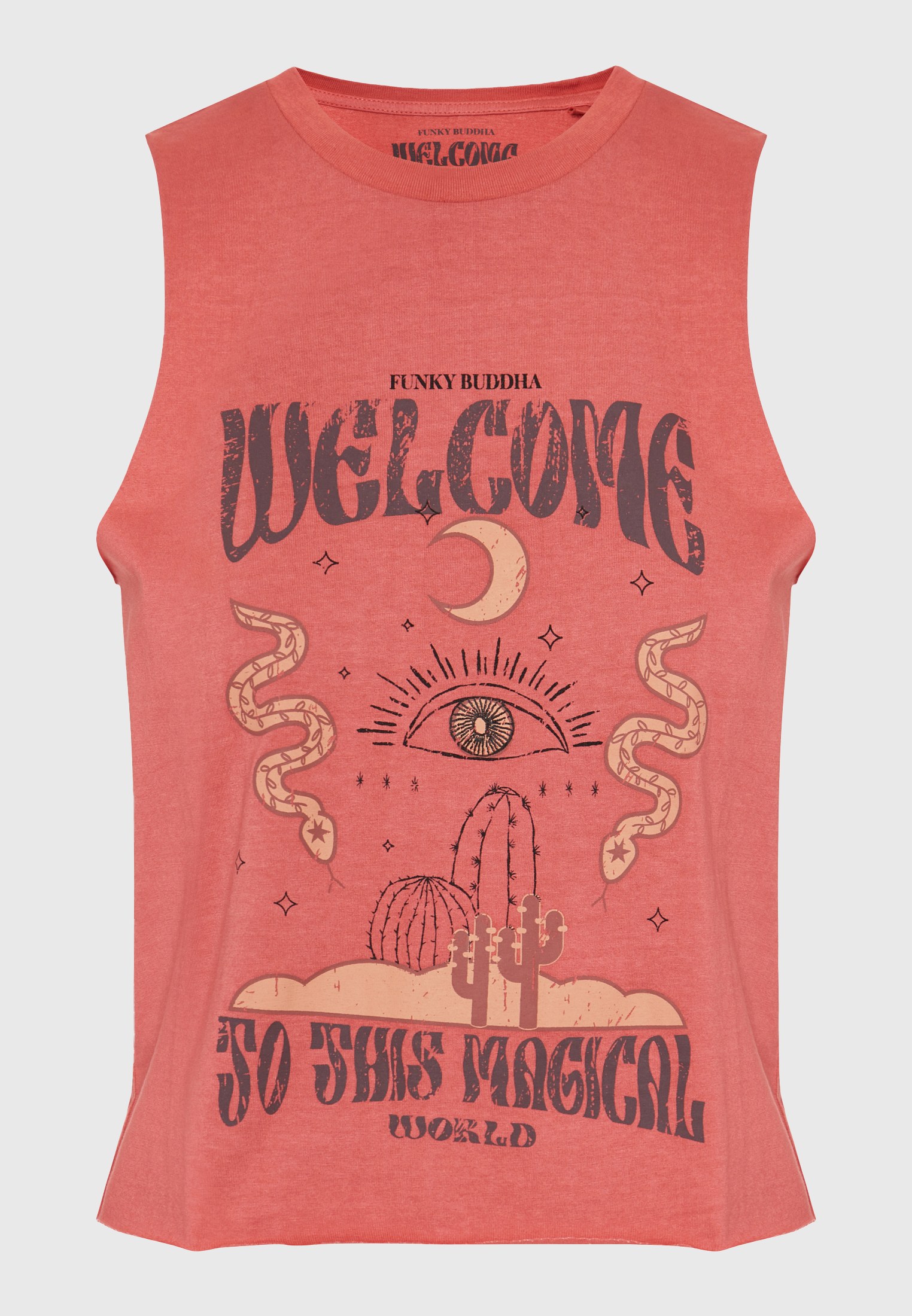 Αμάνικο t-shirt με τύπωμα σε boho look φωτογραφία