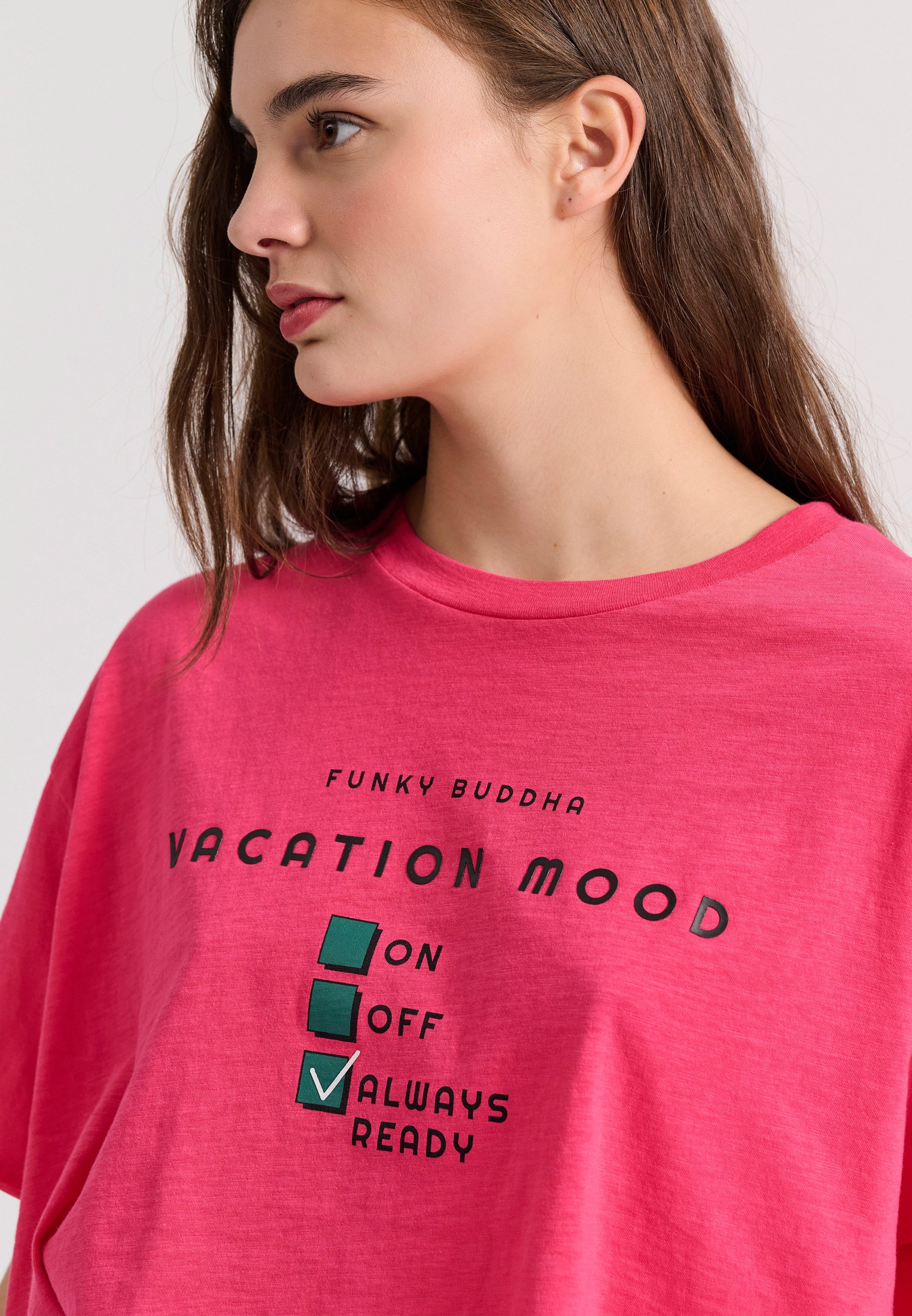 Loose fit cropped t-shirt με τύπωμα φωτογραφία