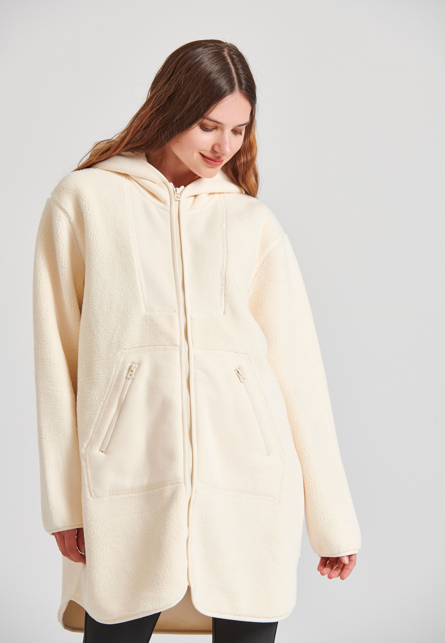 Μακριά fleece oversized γυναικεία φούτερ ζεκέτα φωτογραφία