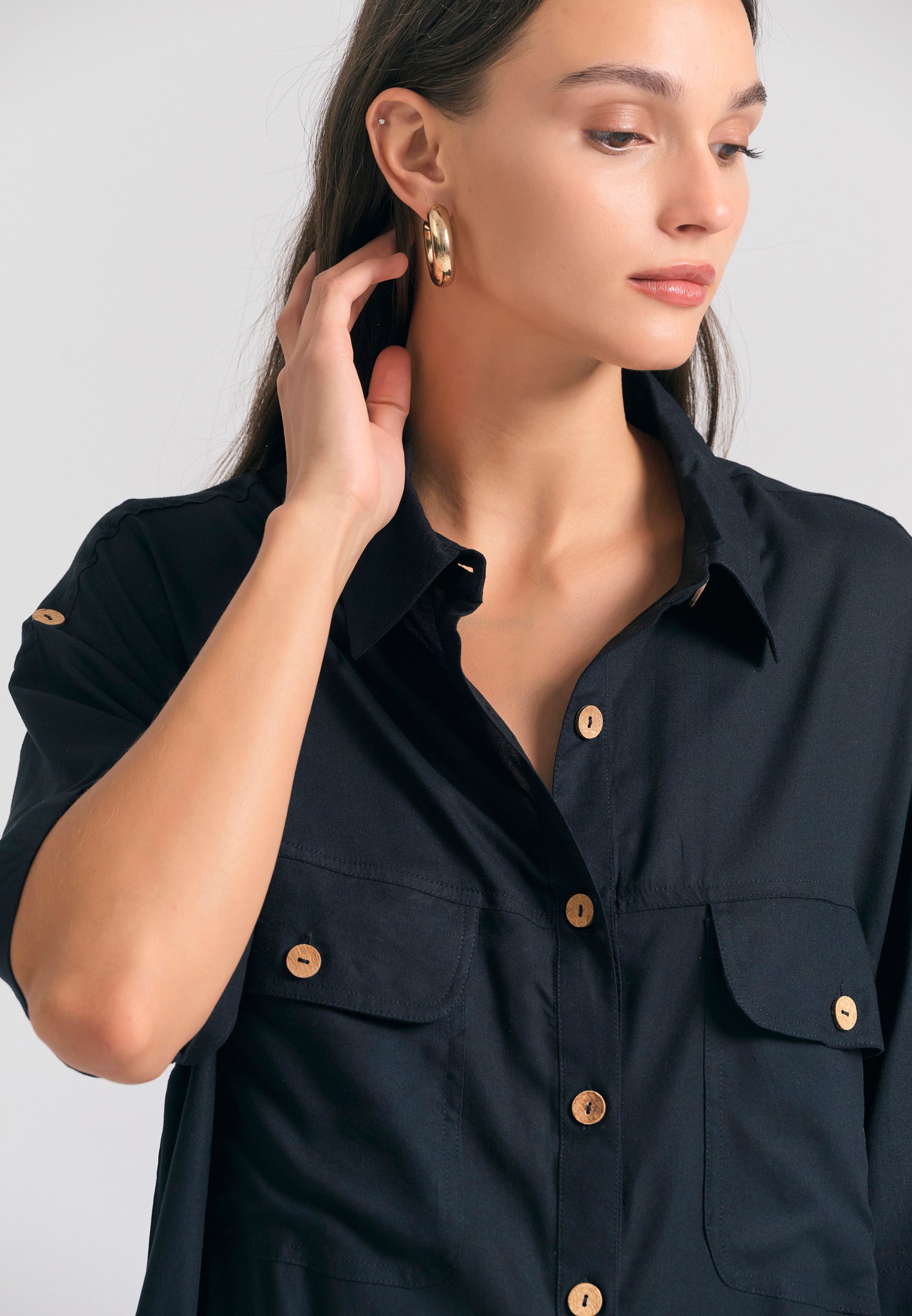 Oversized μάξι σεμιζιέ φόρεμα σε boho look