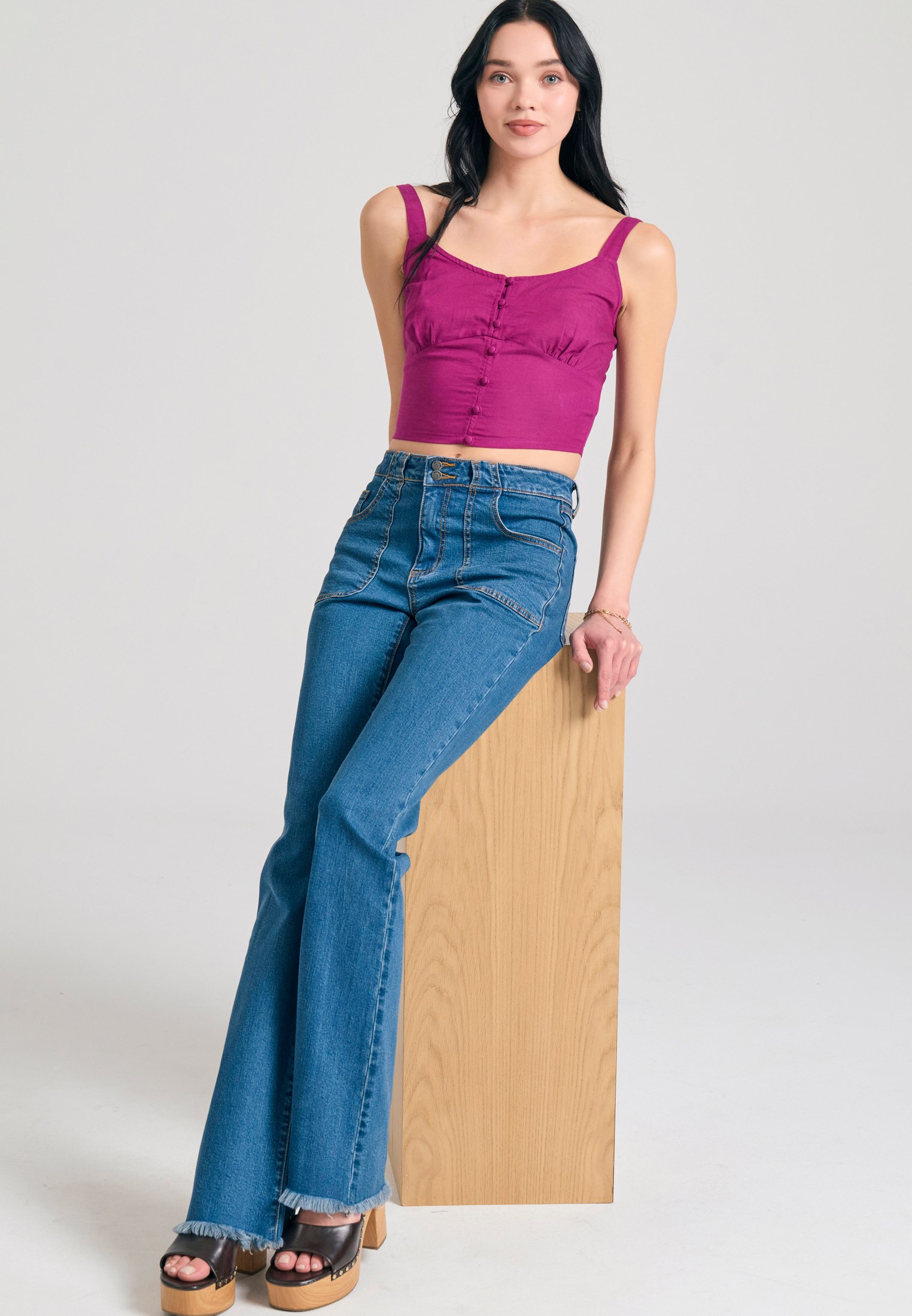 Women's Crop Tops Funky Buddha Purple