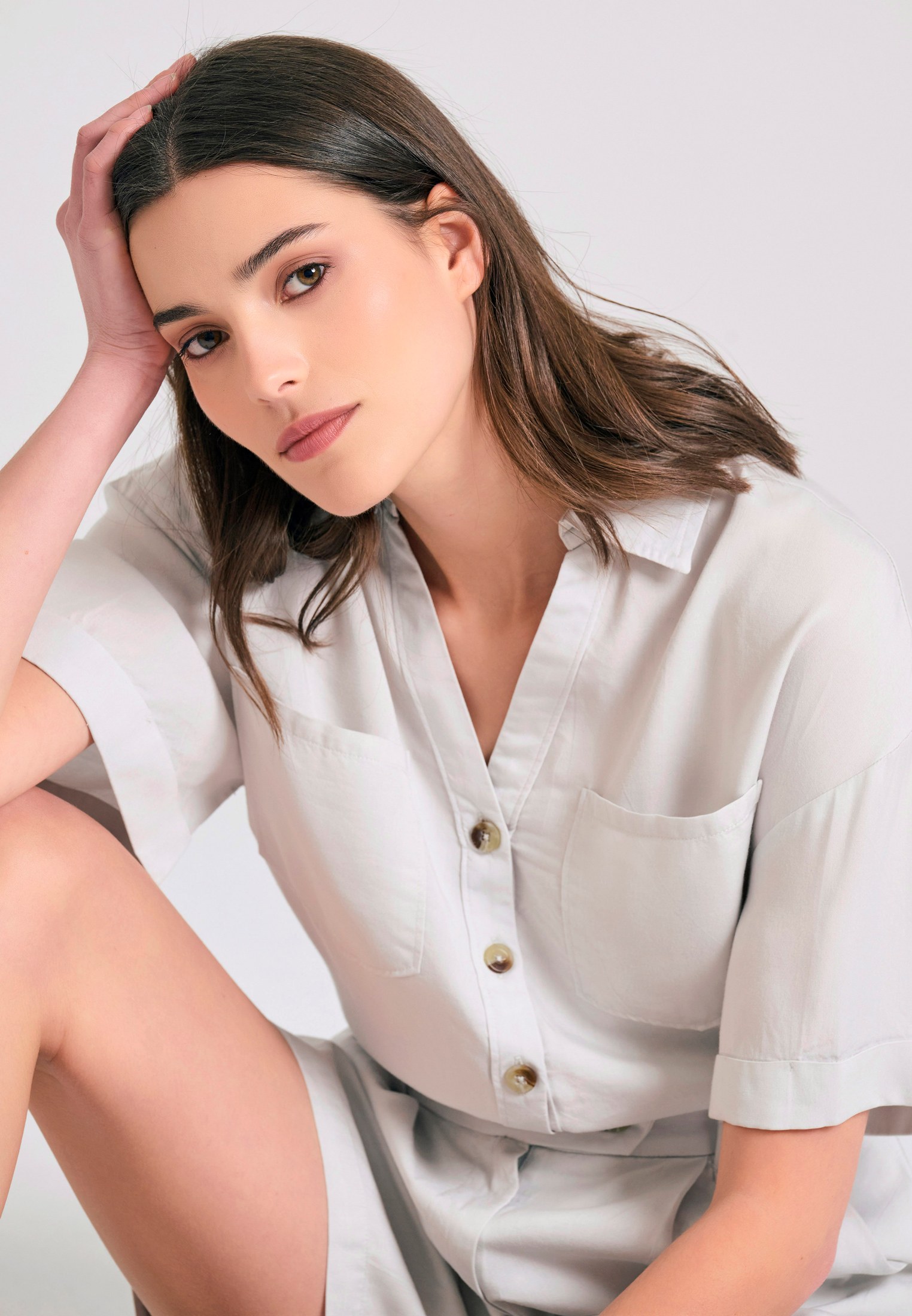 Loose fit lyocell garment dyed πουκάμισο