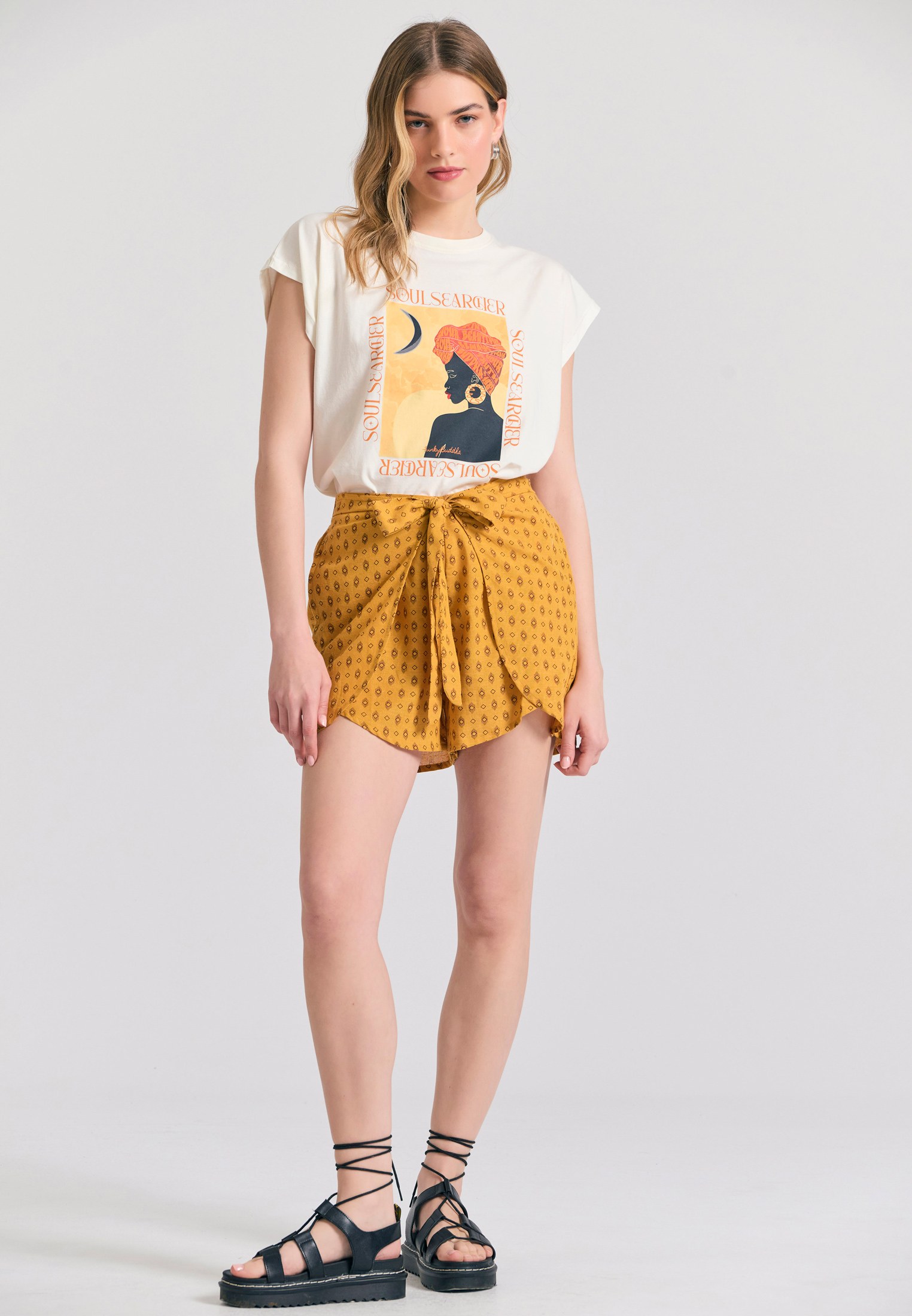 Women's Shorts Funky Buddha Yellow