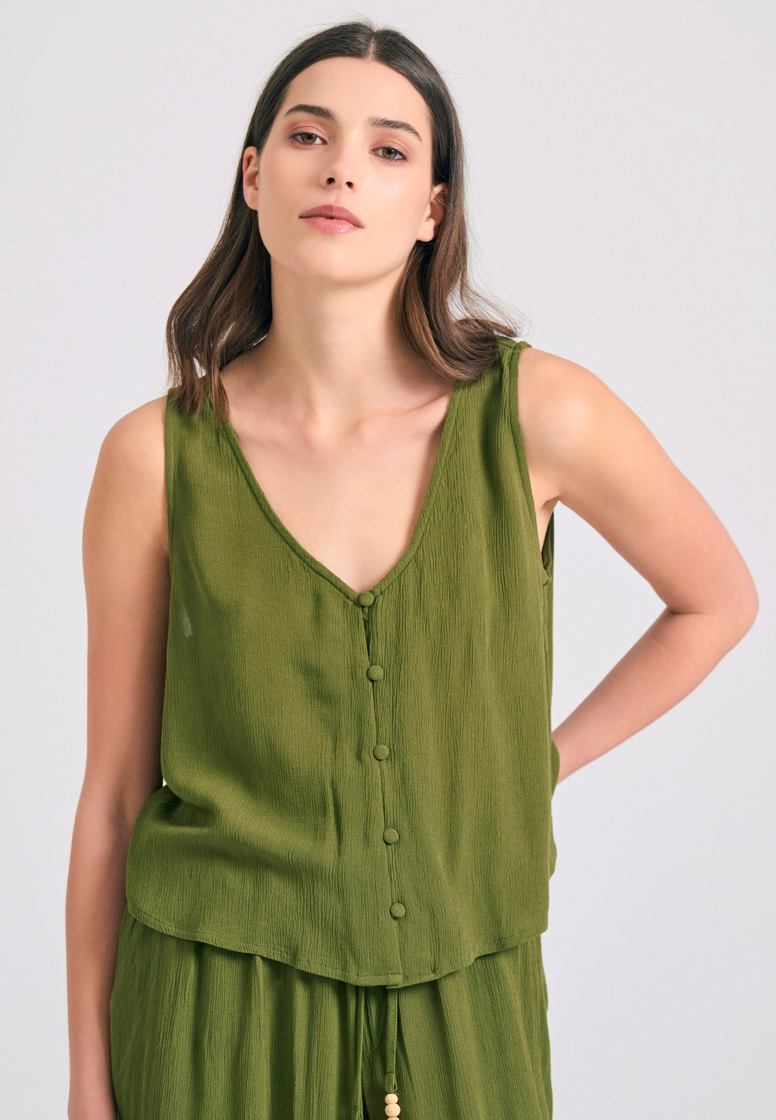 Women's Sleeveless Tops Funky Buddha Green