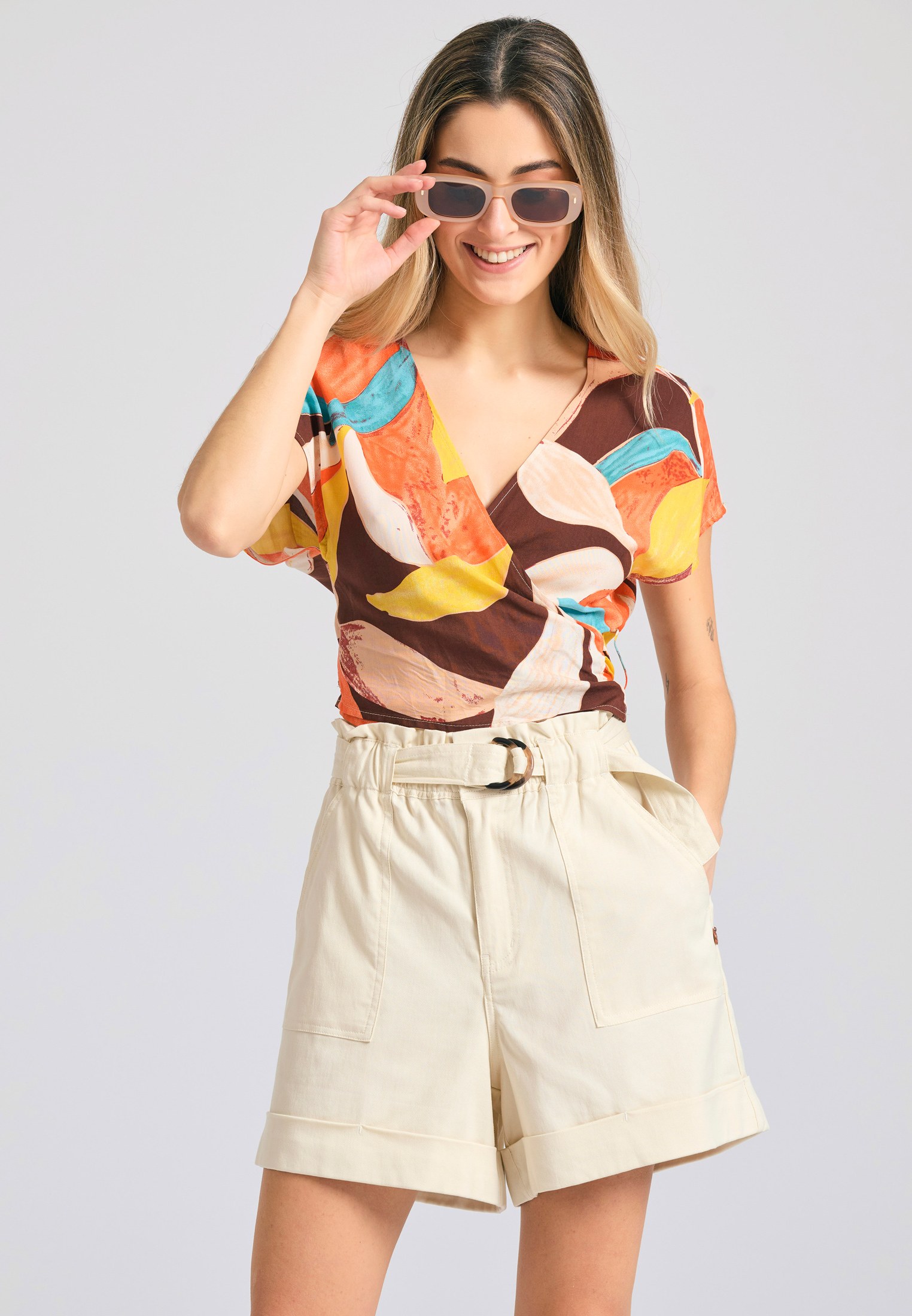 Women's Shorts Funky Buddha White