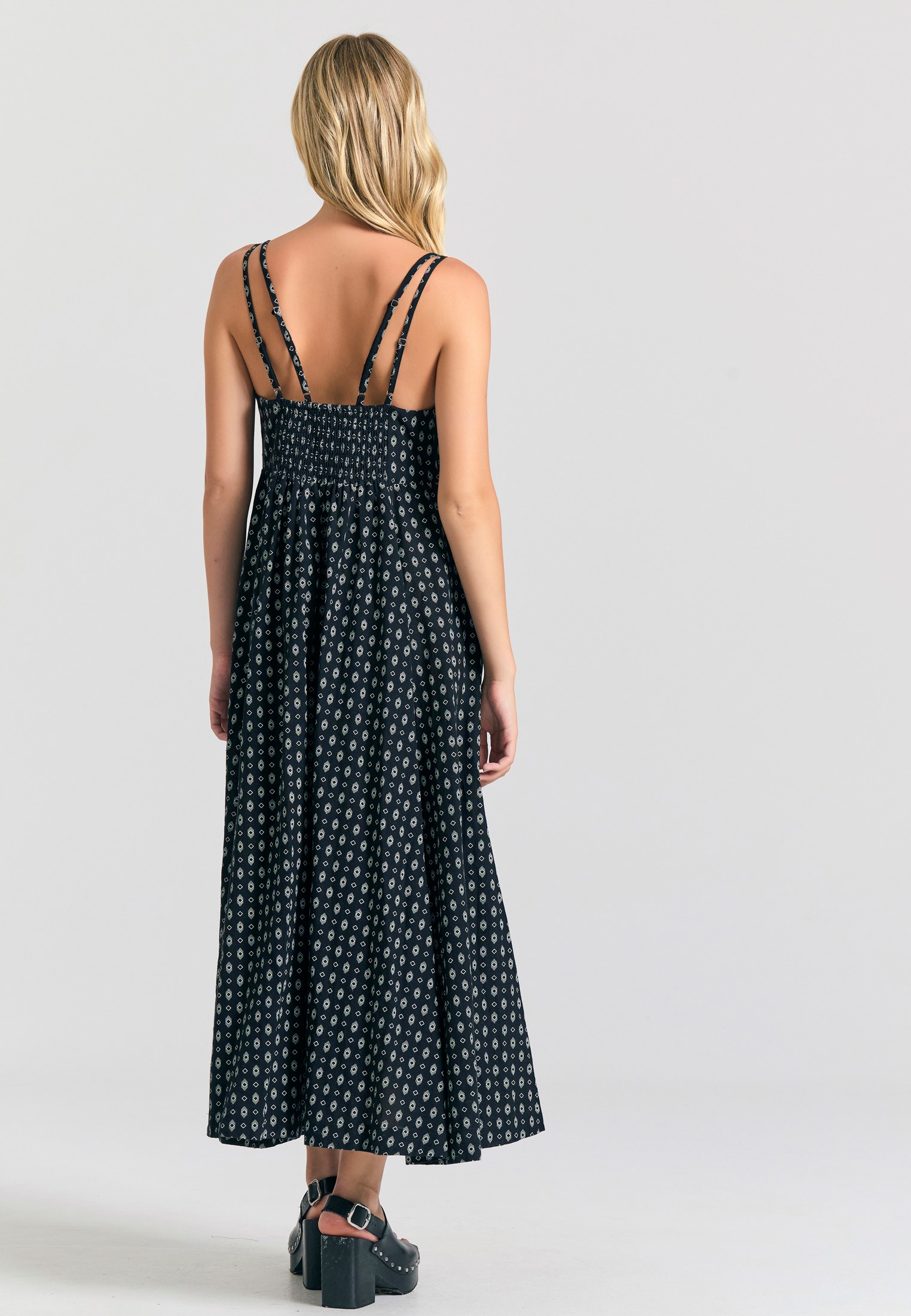 Linen blend εμπριμέ μάξι φόρεμα φωτογραφία