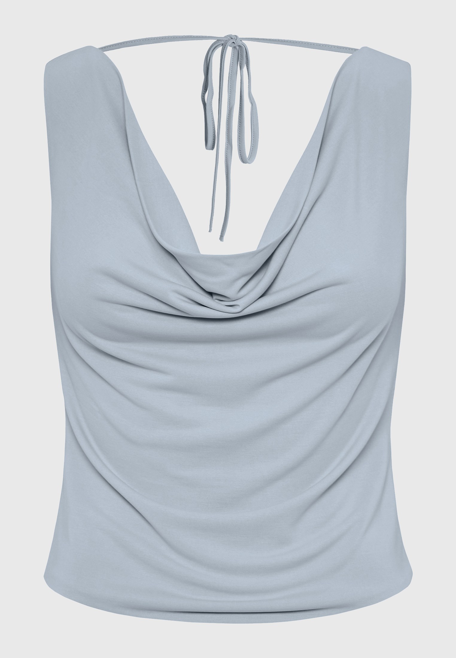 Ντραπέ αμάνικη μπλούζα με ανοιχτή πλάτη φωτογραφία