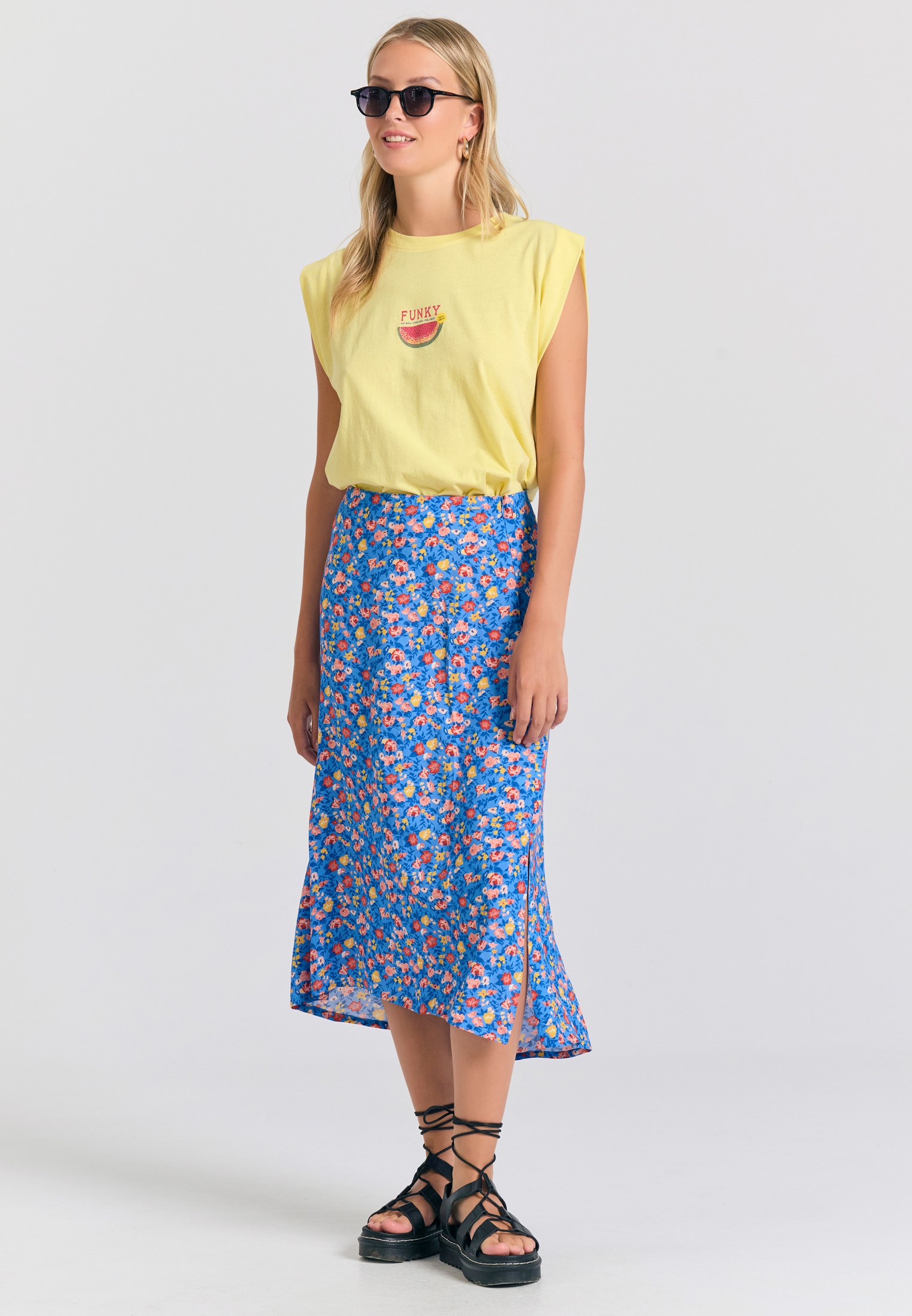 Women's Midi Skirts Funky Buddha Blue