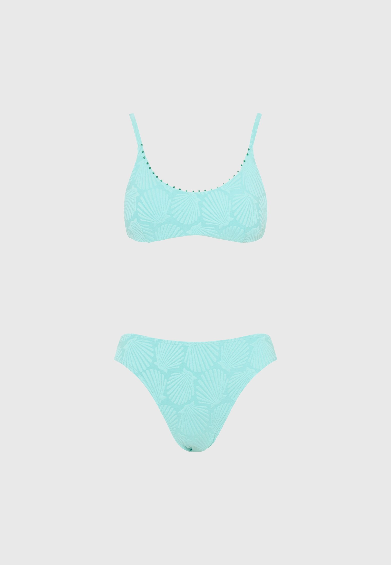 Μπικίνι τοπ πετσετέ με διακοσμητικές χάντρες