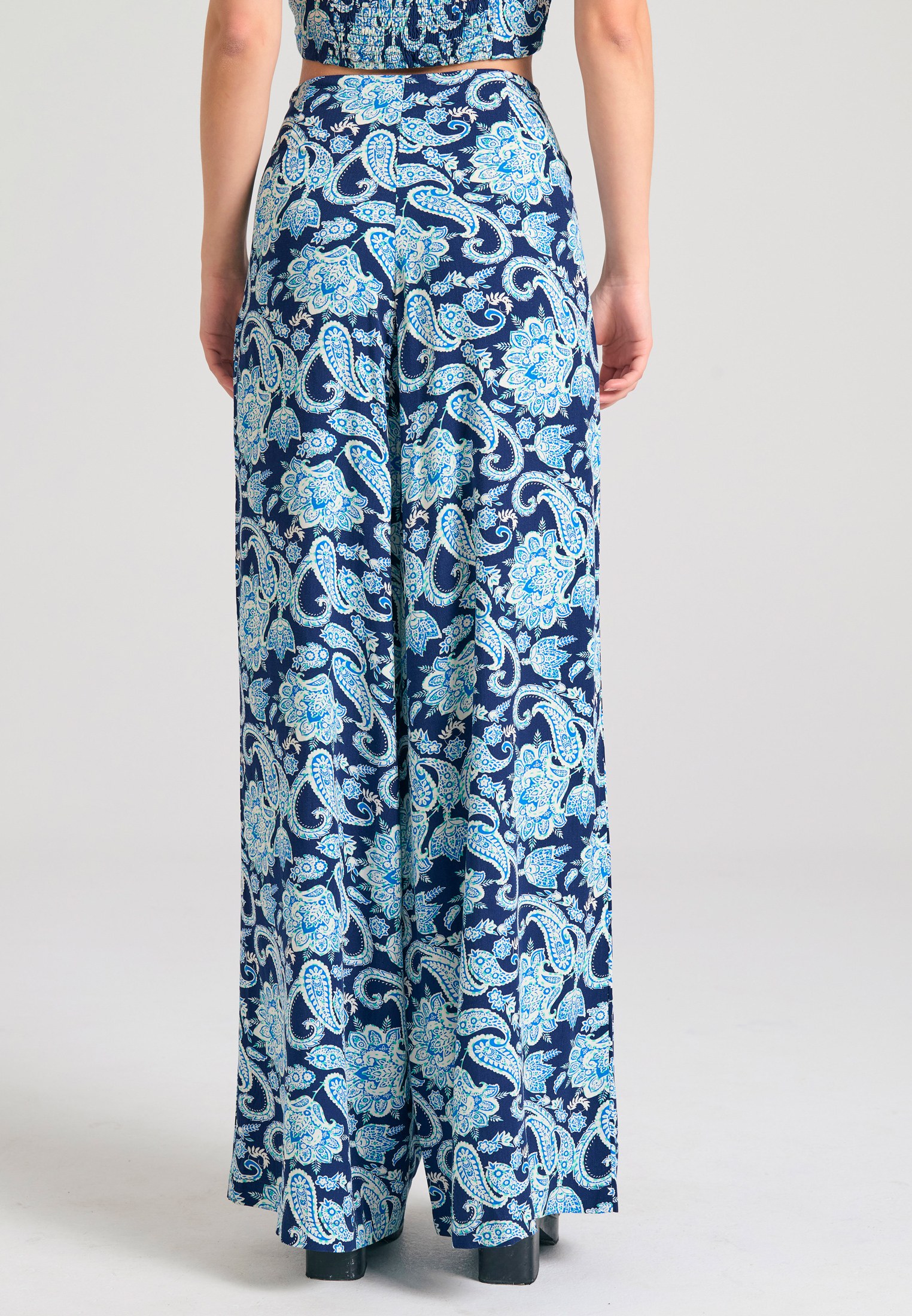 Wide leg εμπριμέ παντελόνα από βισκόζη