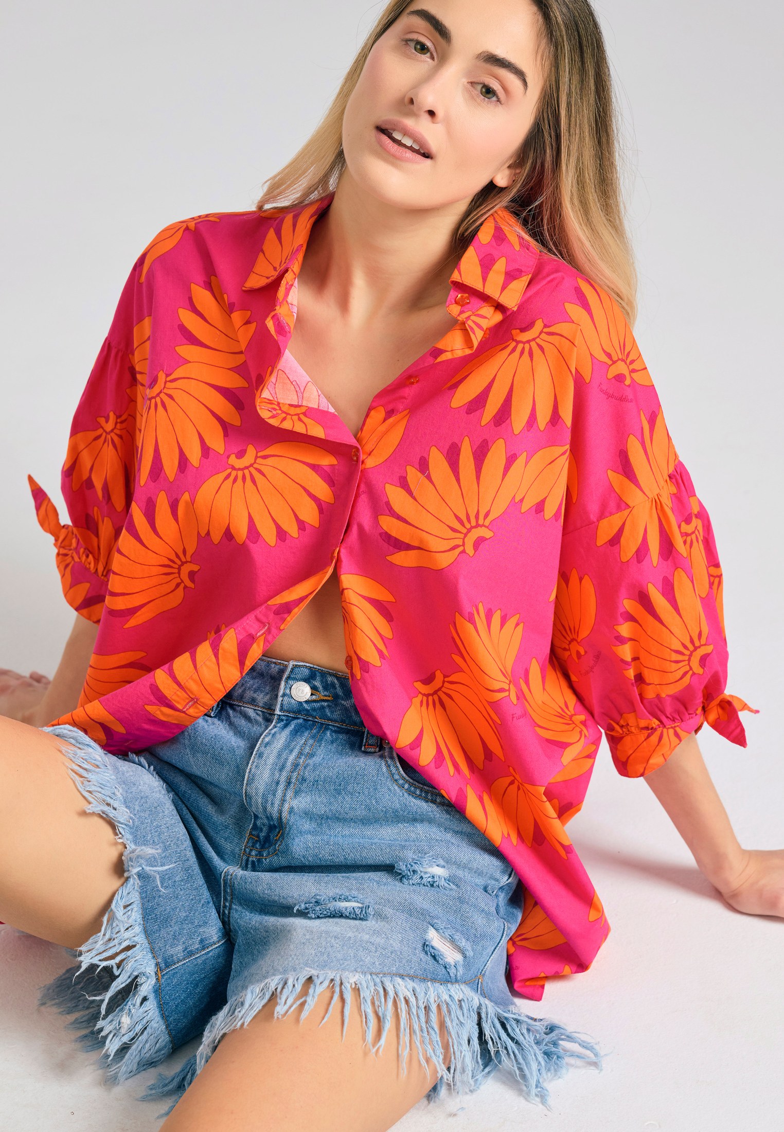 Γυναικείο oversized πουκάμισο με exotic τύπωμα