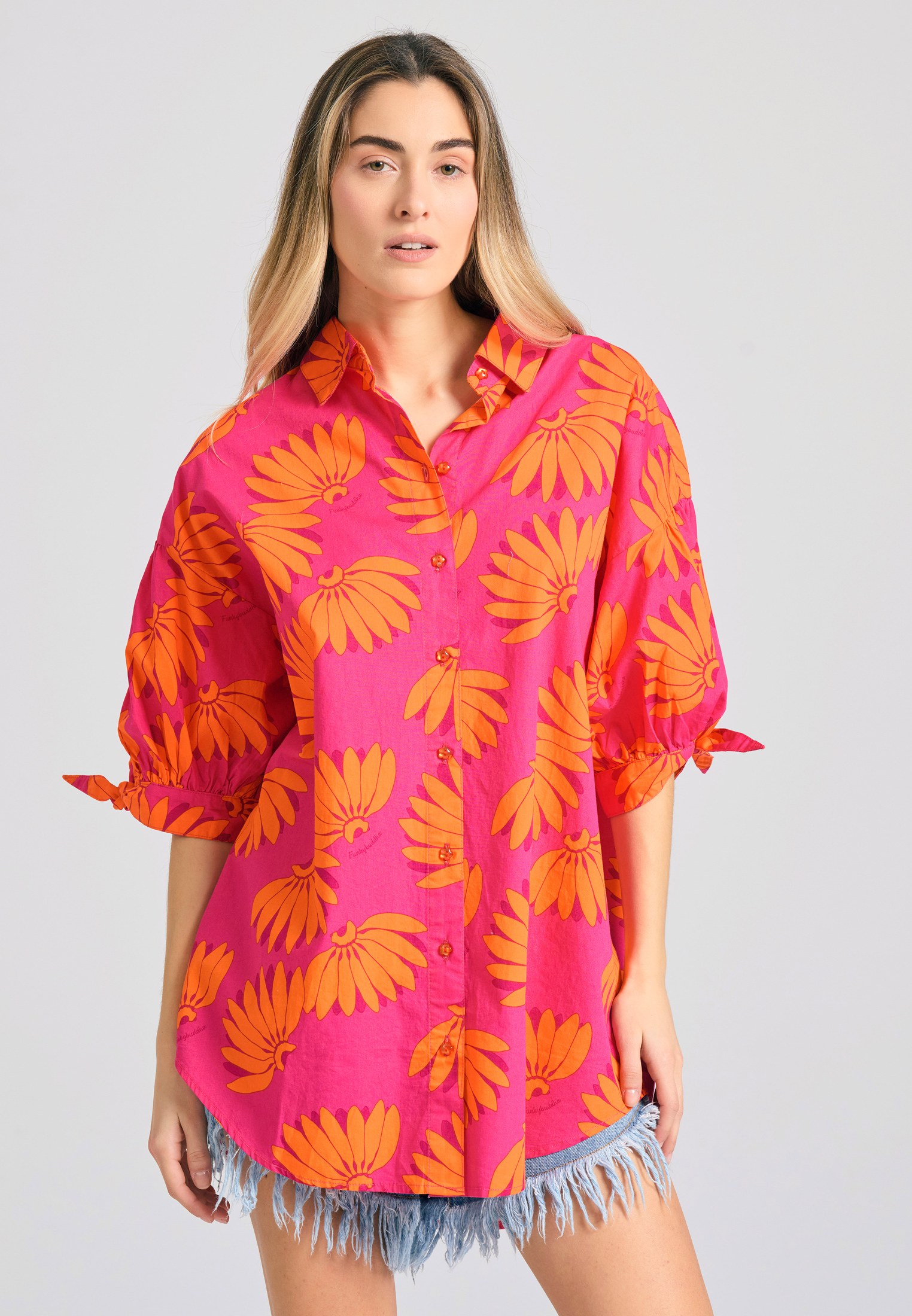 Γυναικείο oversized πουκάμισο με exotic τύπωμα