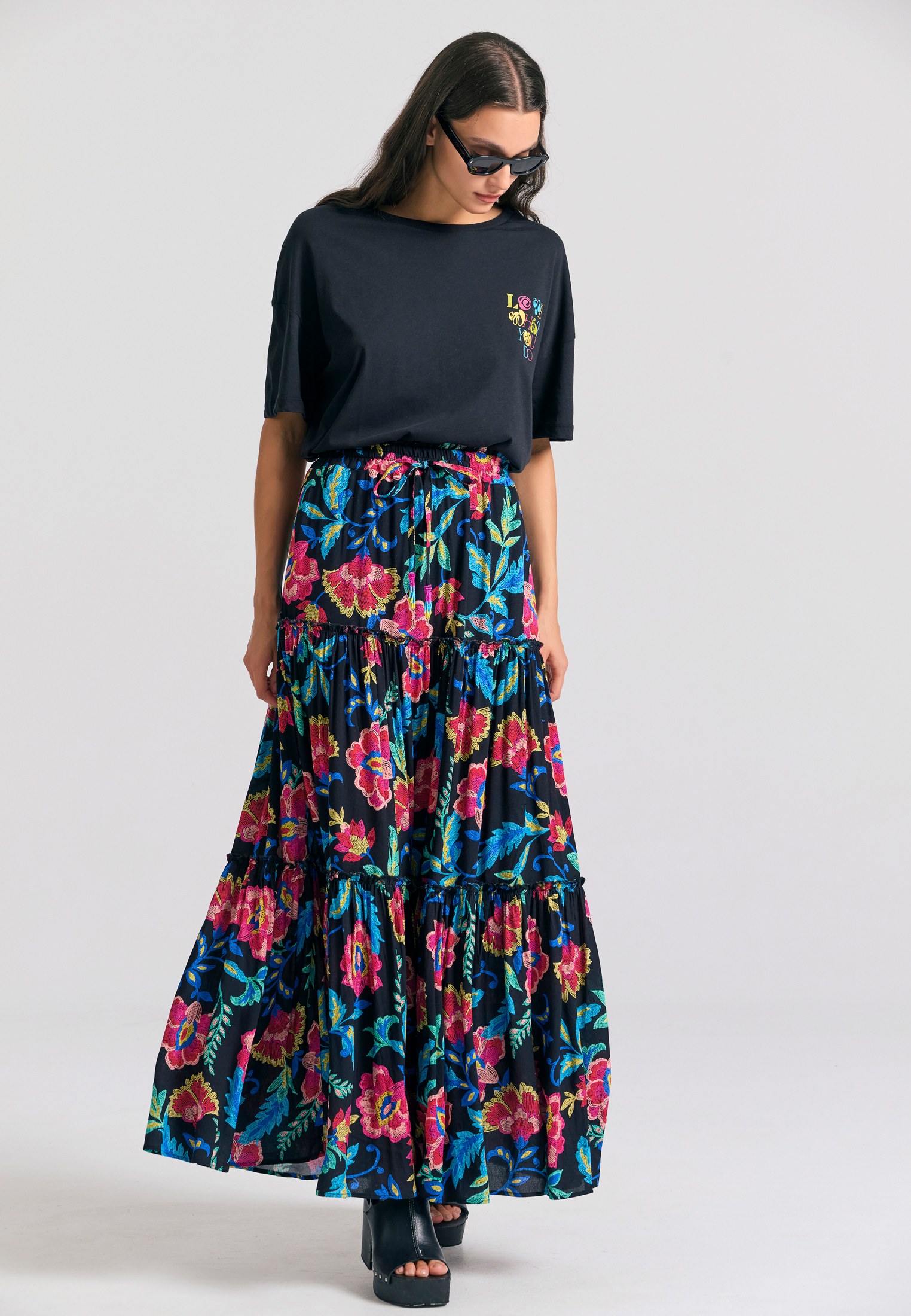 Women's Midi Skirts Funky Buddha Black
