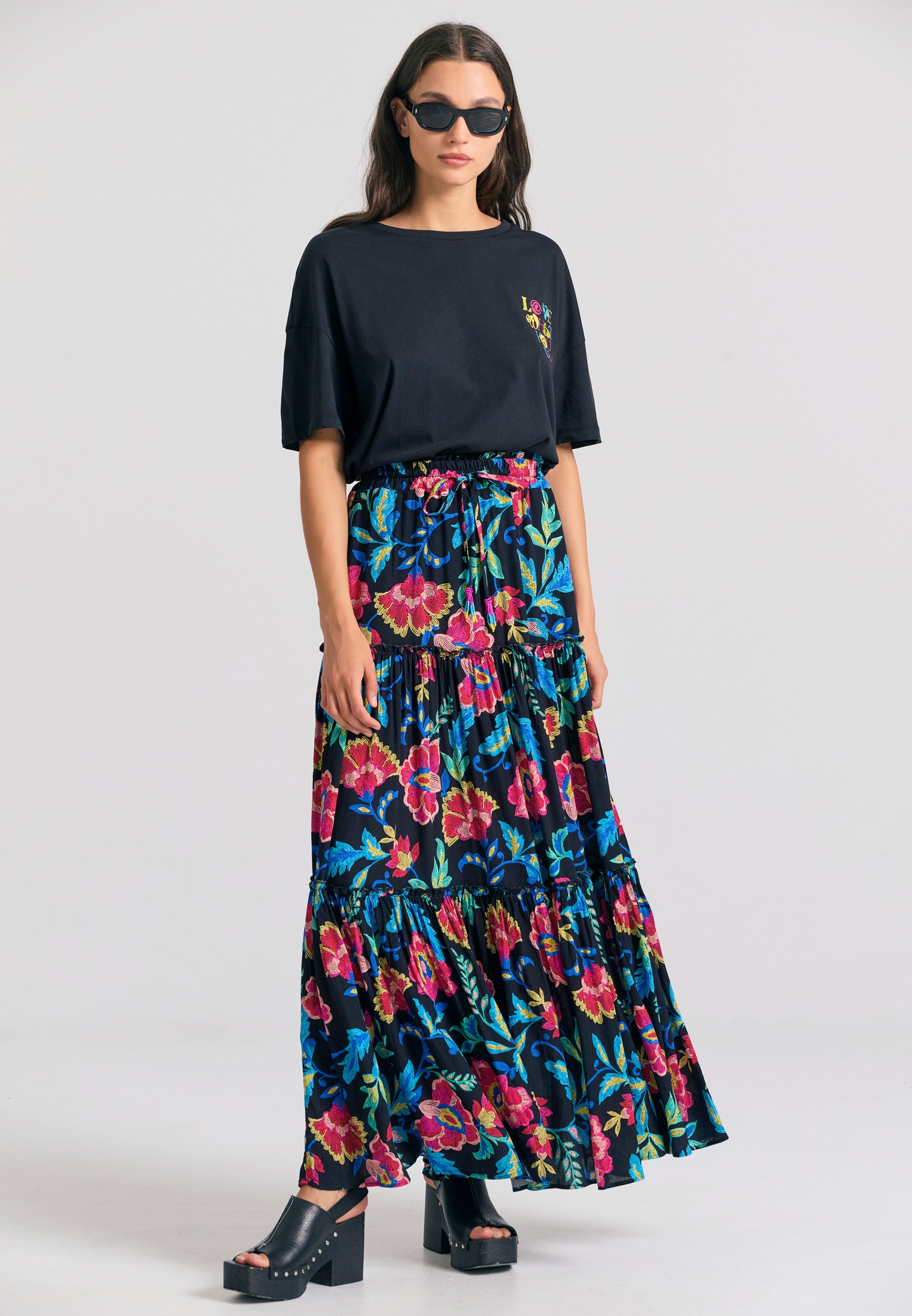 Women's Midi Skirts Funky Buddha Black