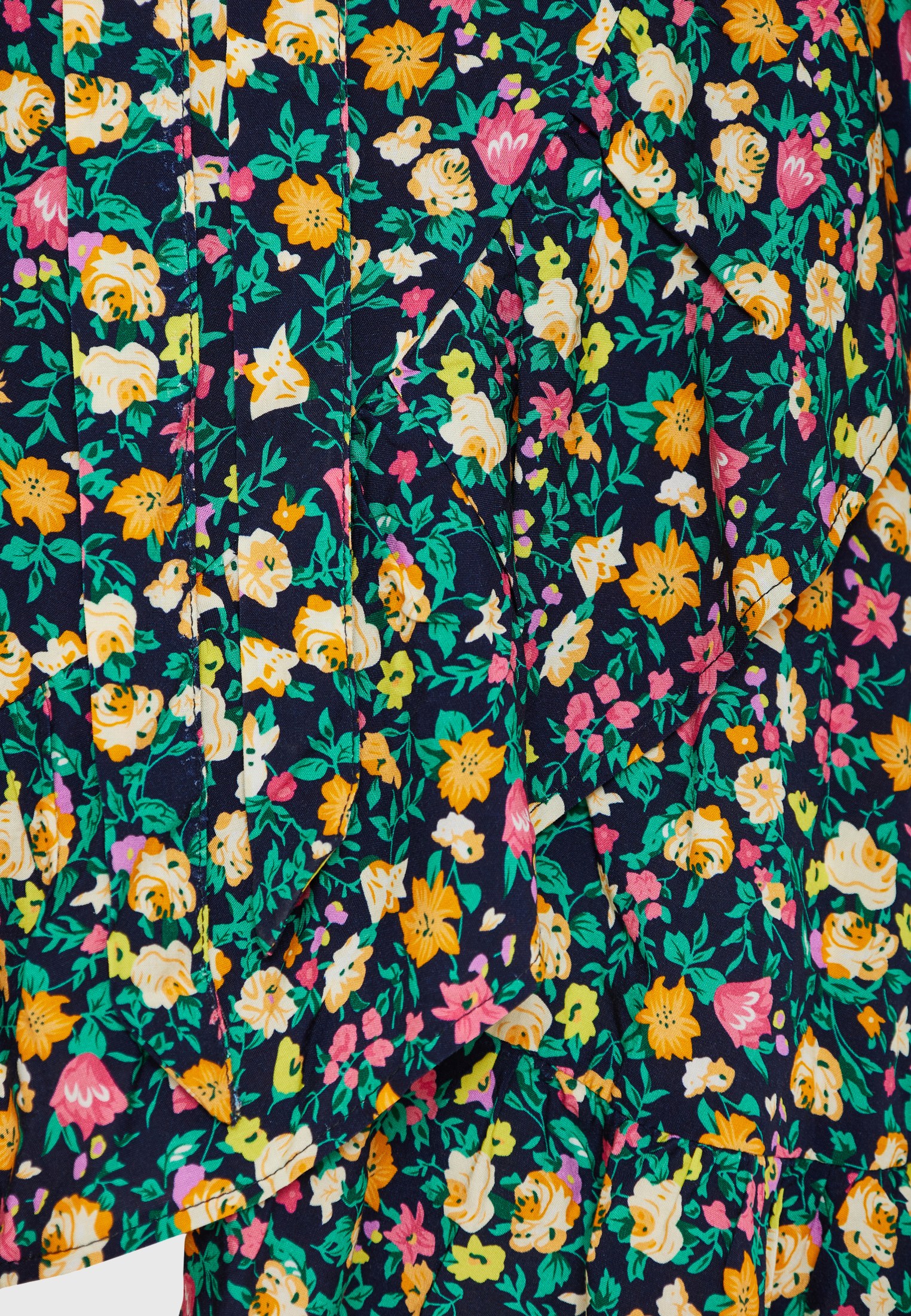 Φλοράλ κρουαζέ μίνι φόρεμα με βολάν φωτογραφία