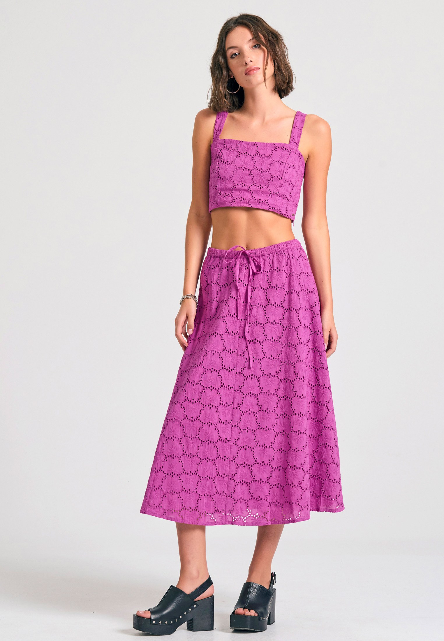 Women's Midi Skirts Funky Buddha White