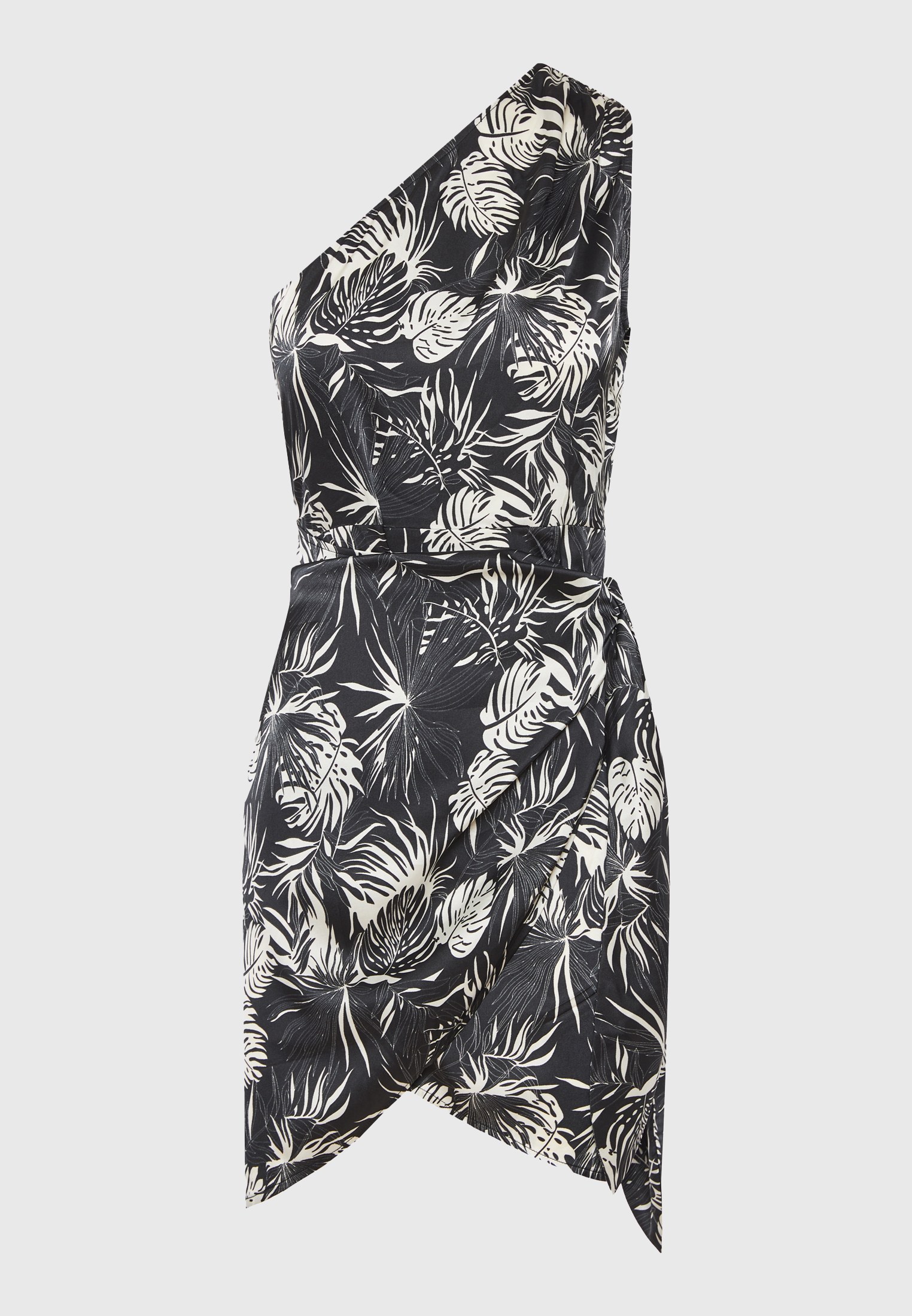 Off-shoulder εμπριμέ φόρεμα με πλαϊνό δέσιμο φωτογραφία