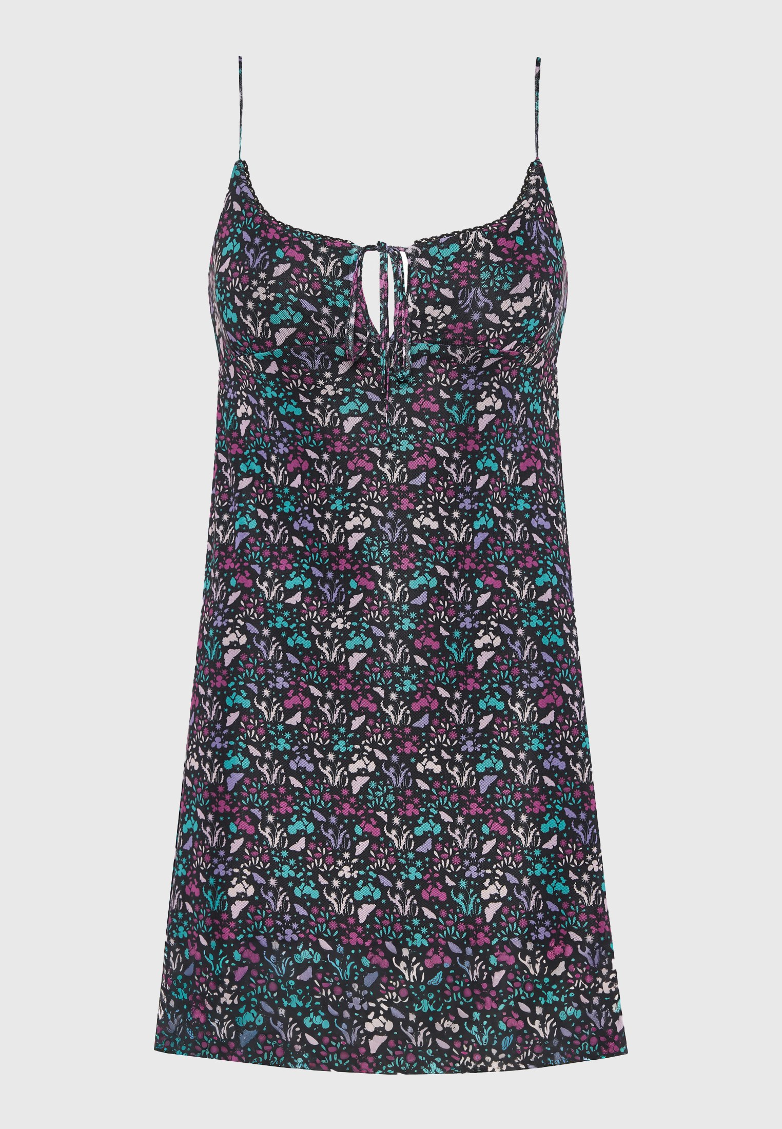 Μίνι φόρεμα από τούλι με φλοράλ all over τύπωμα φωτογραφία