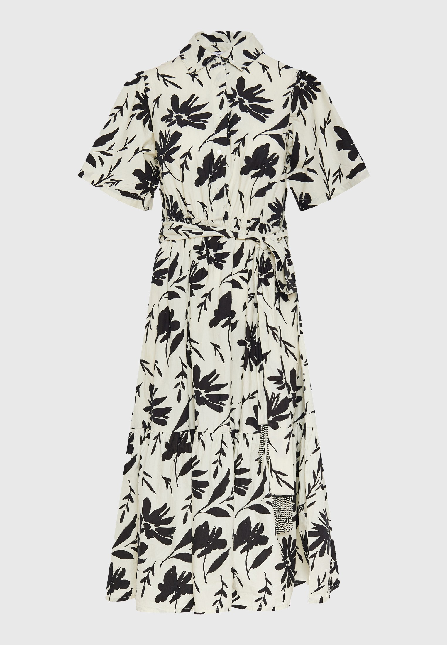 Μίντι εμπριμέ σεμιζιέ φόρεμα με βολάν φωτογραφία