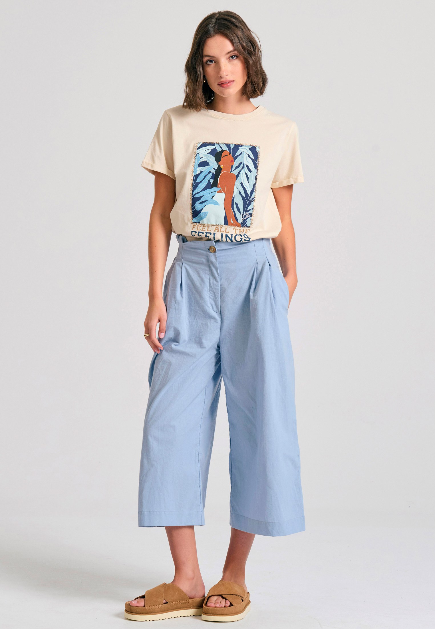 Organic cotton γυναικείο t-shirt με τύπωμα σε boho look φωτογραφία