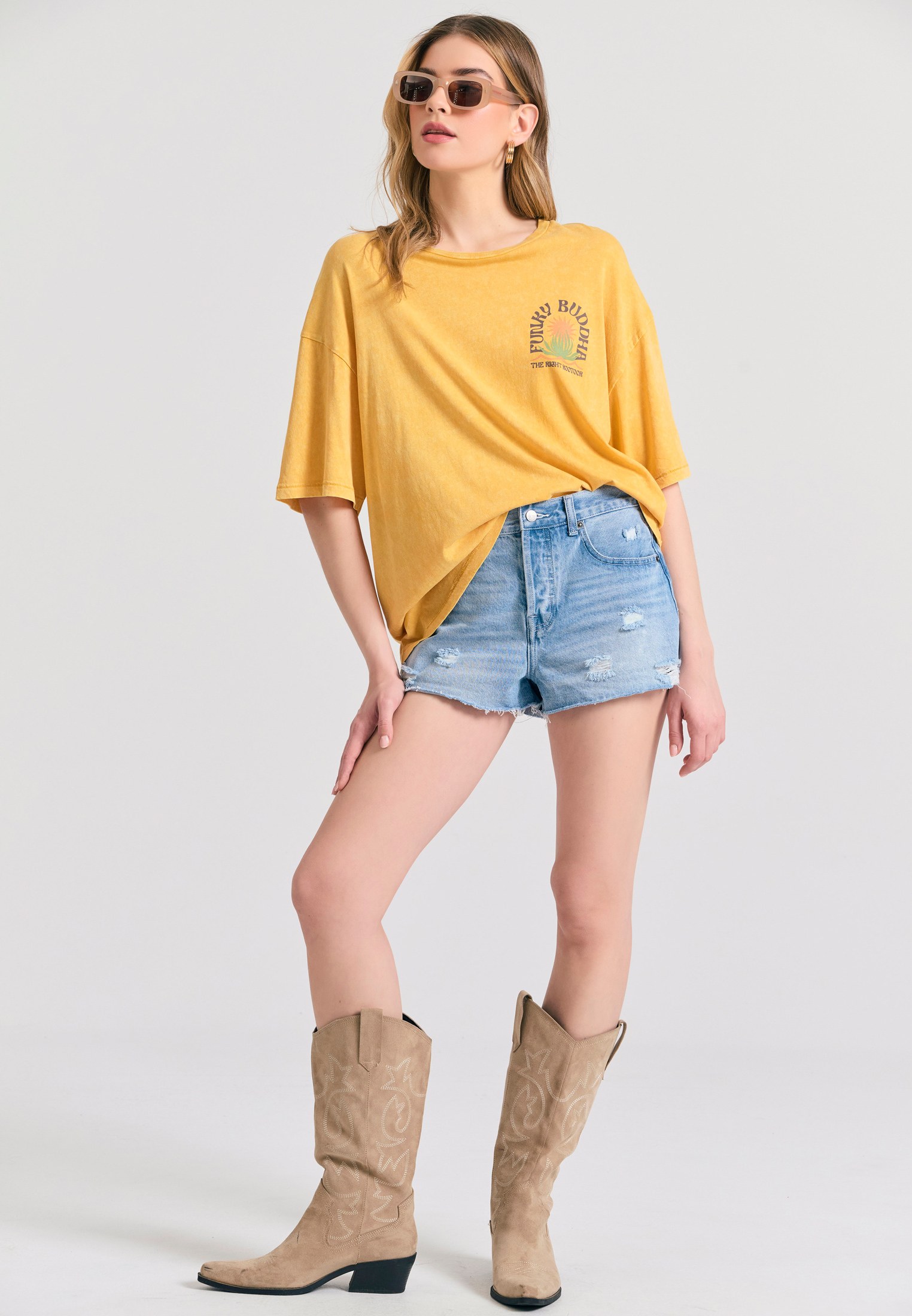 Oversized garment dyed t-shirt με τύπωμα στην πλάτη φωτογραφία