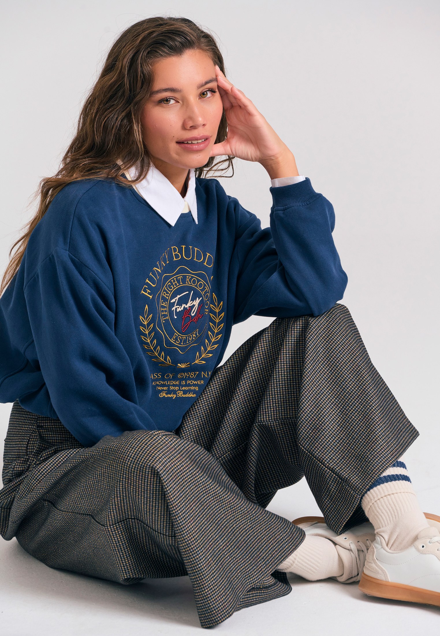 Women's Trousers Funky Buddha Navy