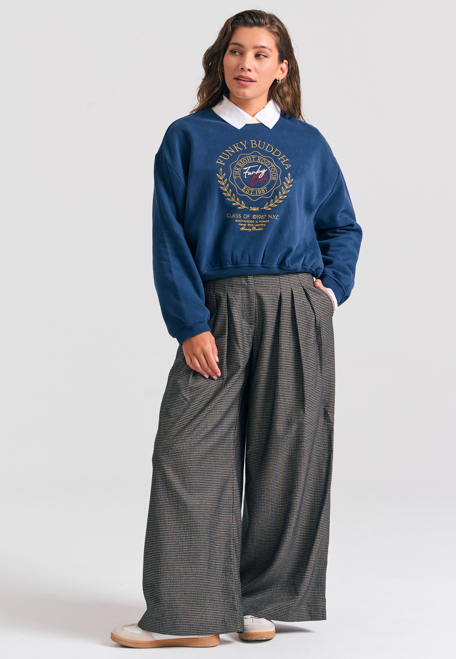 Women's Trousers Funky Buddha Navy