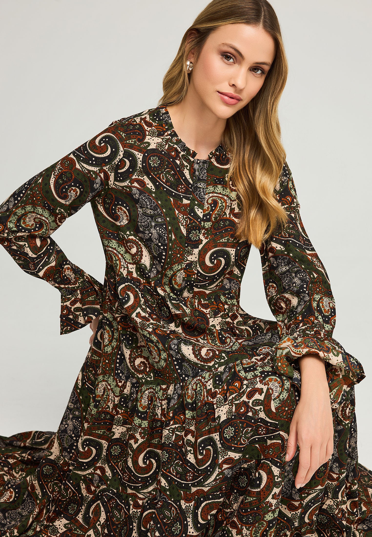 All over printed midi φόρεμα φωτογραφία