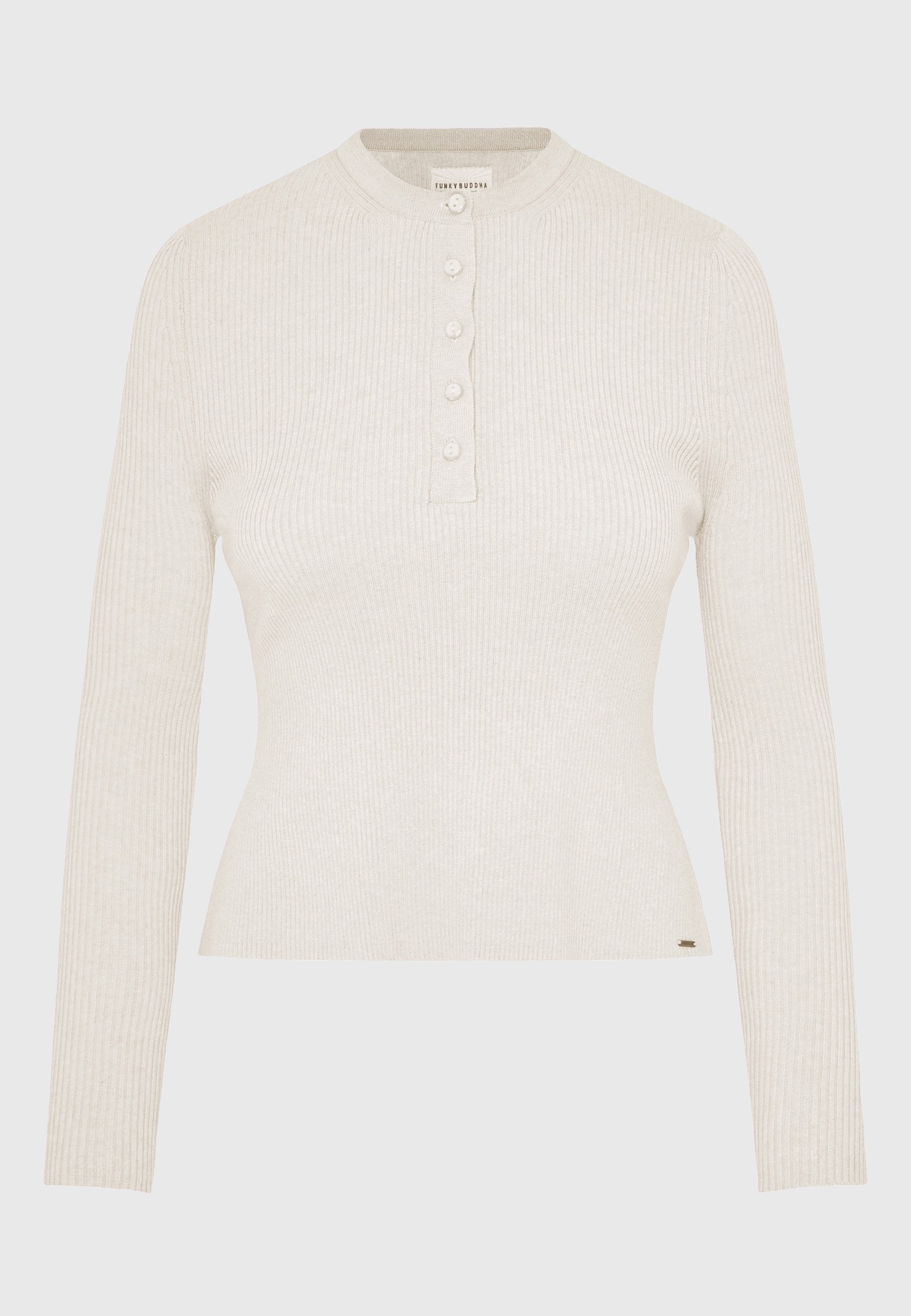 Rib πλεκτό με henley λαιμόκοψη φωτογραφία