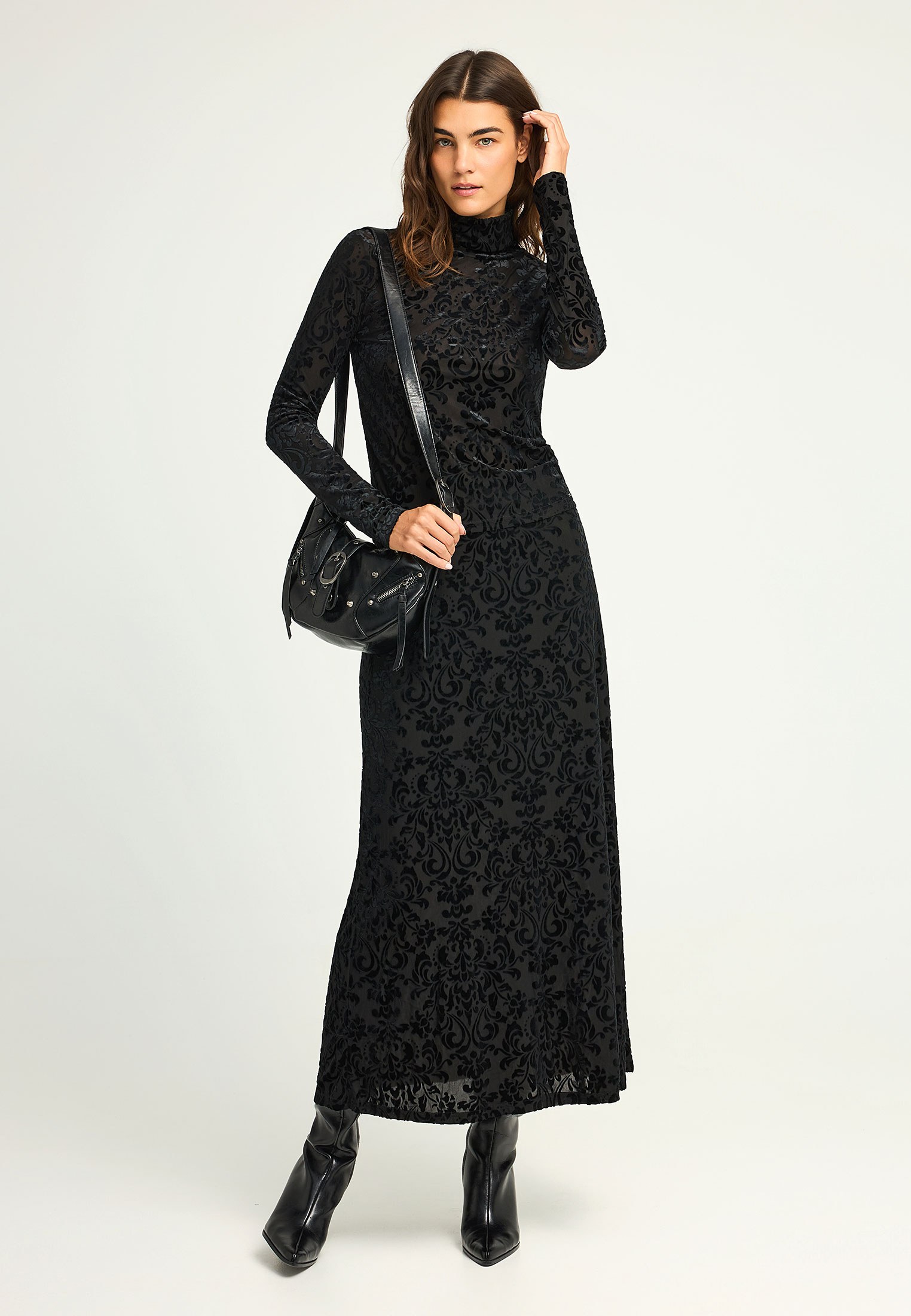 Maxi embroidery φούστα σε ίσια γραμμή