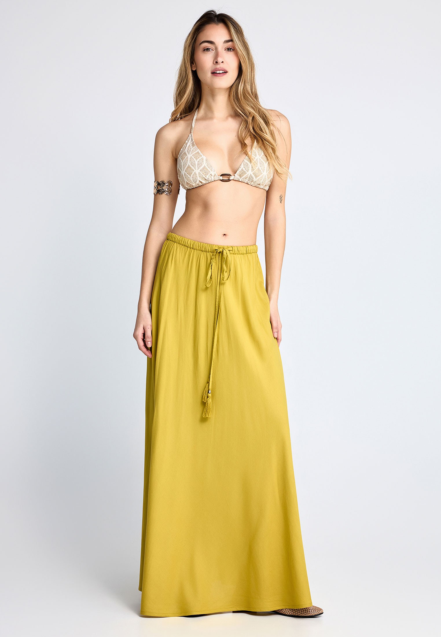 Women's Midi Skirts Funky Buddha Yellow