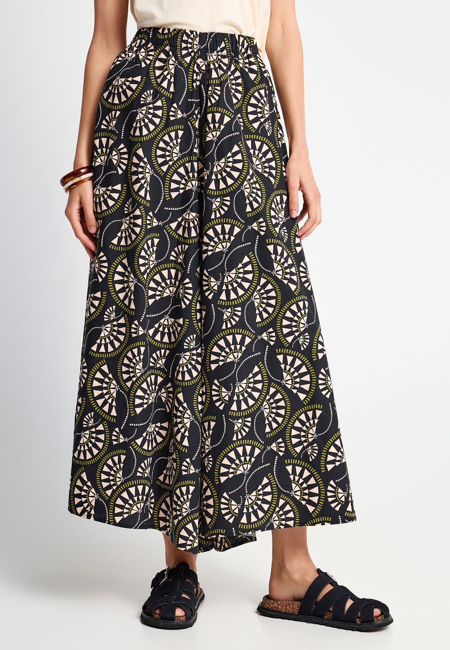 Γυναικεία wide leg παντελόνα από βαμβάκι