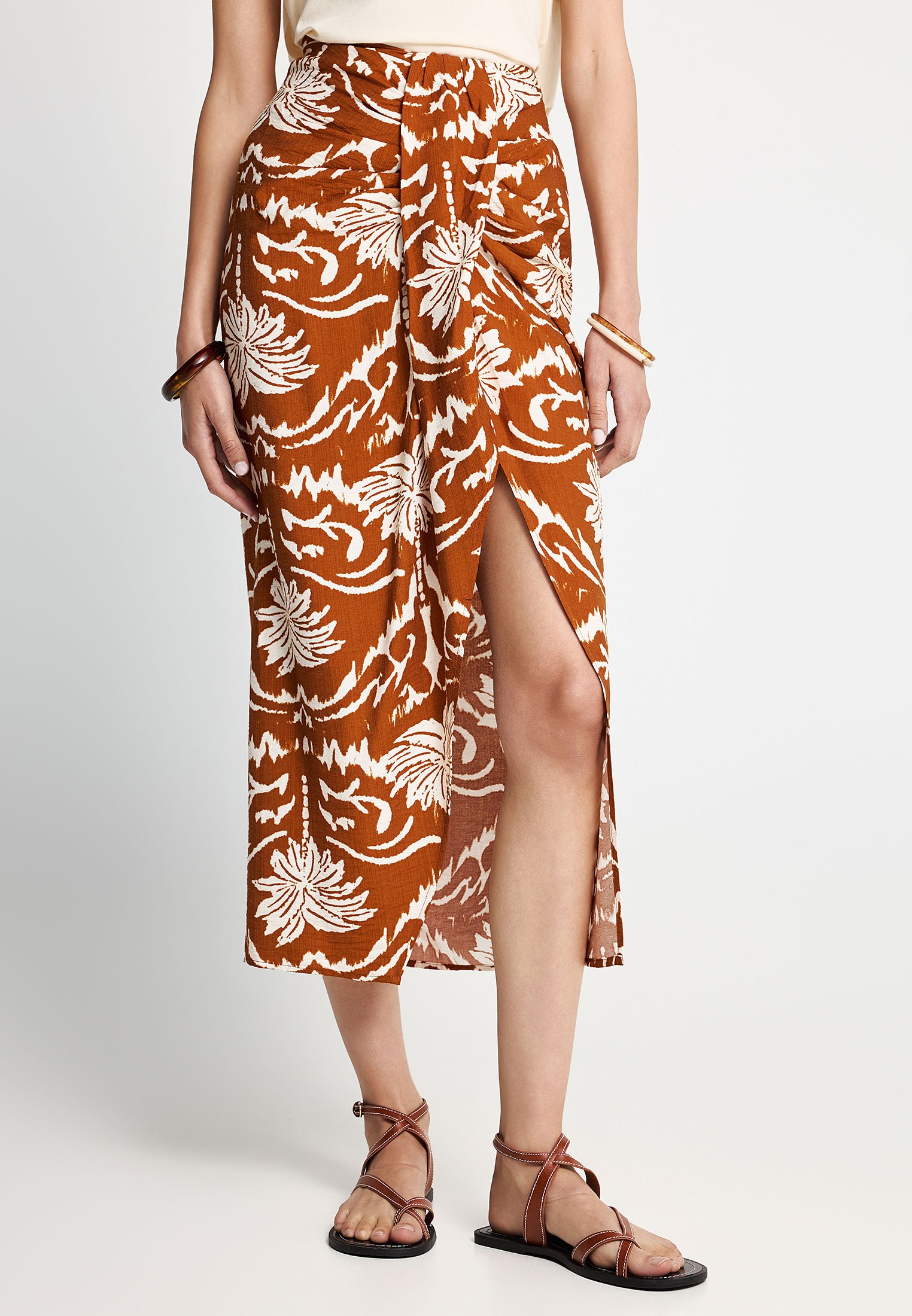 All over printed midi φούστα με άνοιγμα